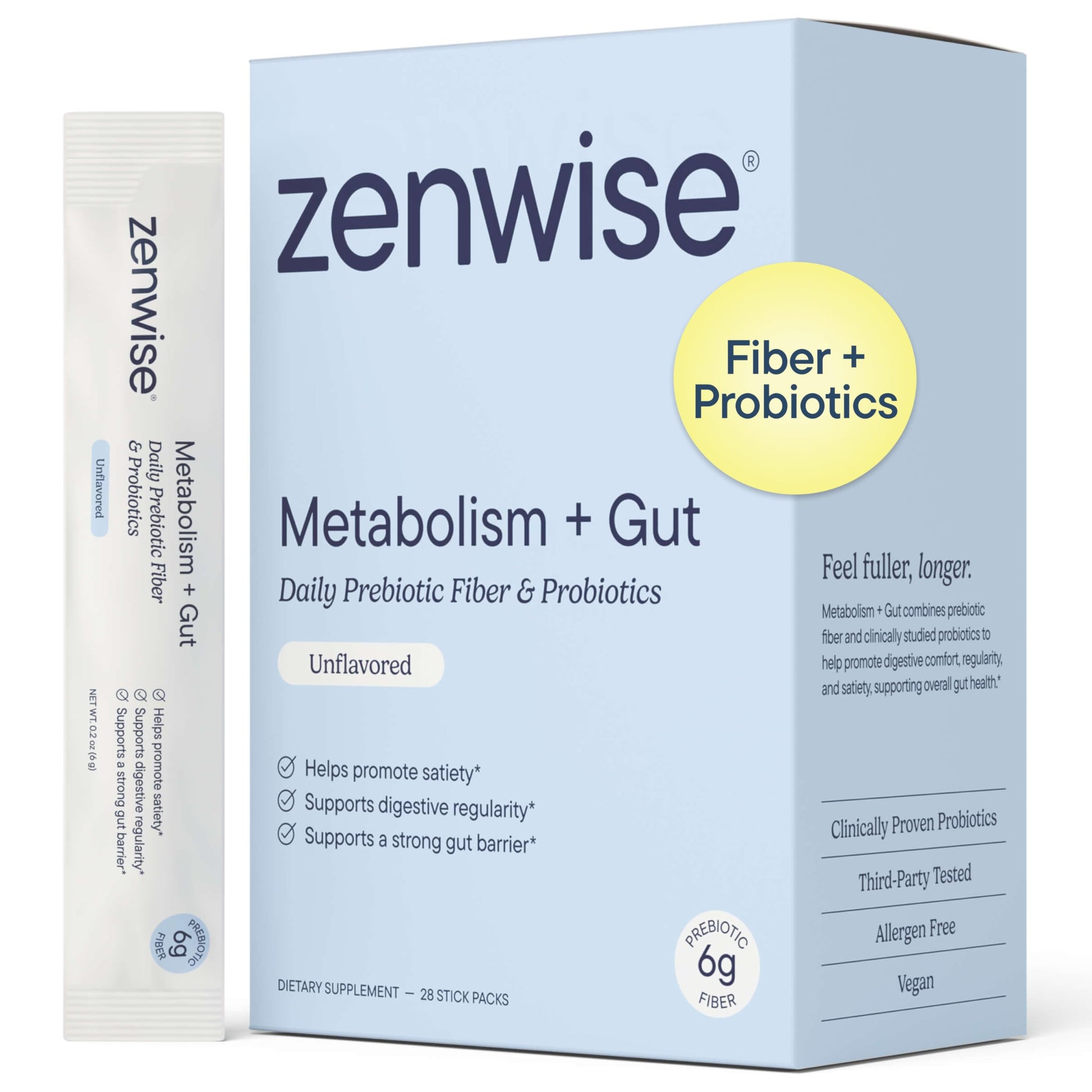 Zenwise Health Daily Fiber Powder, Prebiotic Soluble Supplement, 5.9 Ounce