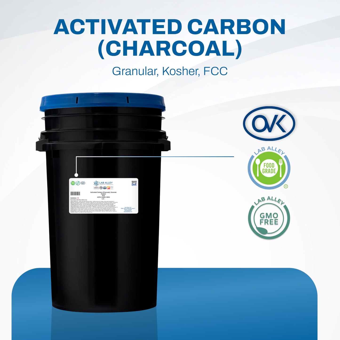 Lab Alley Activated Carbon (Charcoal) Granular Powder, 12 Kilograms