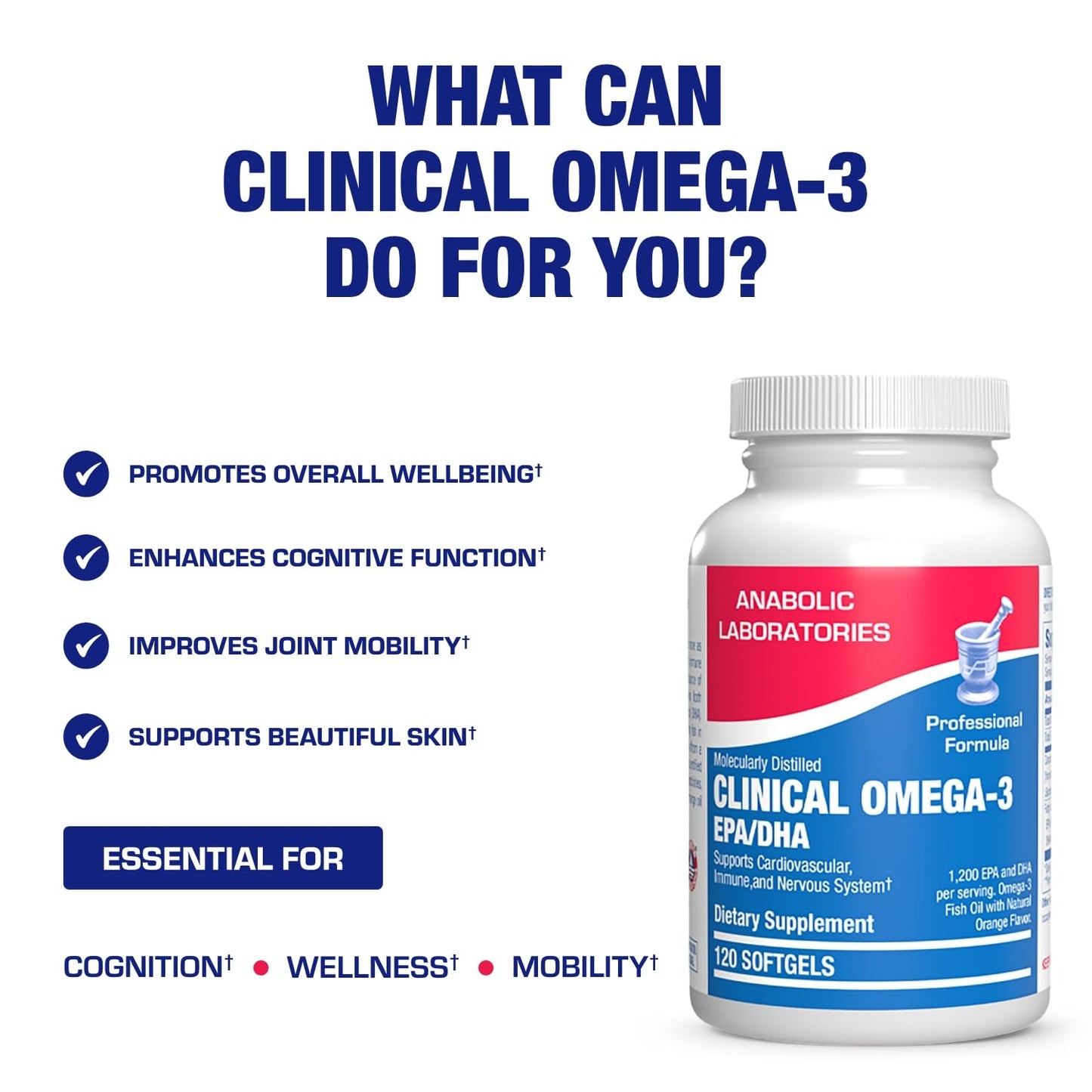 Anabolic Laboratories Omega-3 Fish Oil Softgels, 120 Count