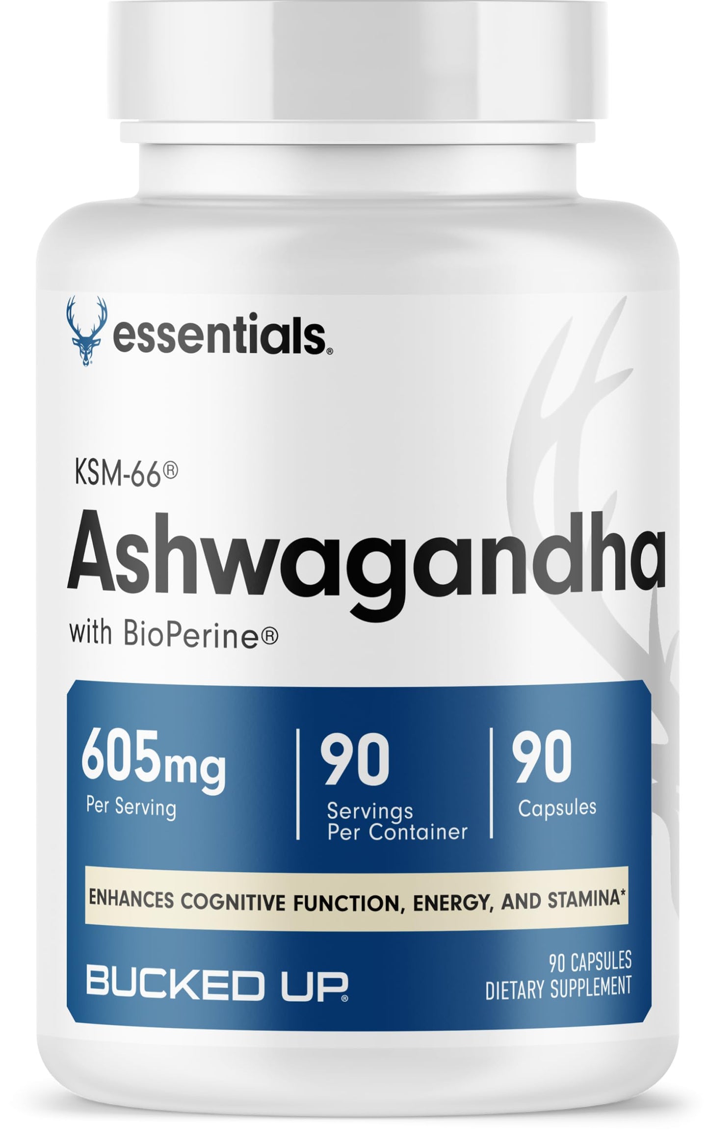Bucked Up Ashwagandha (KSM-66®) + Bioperin Capsules 90 Count