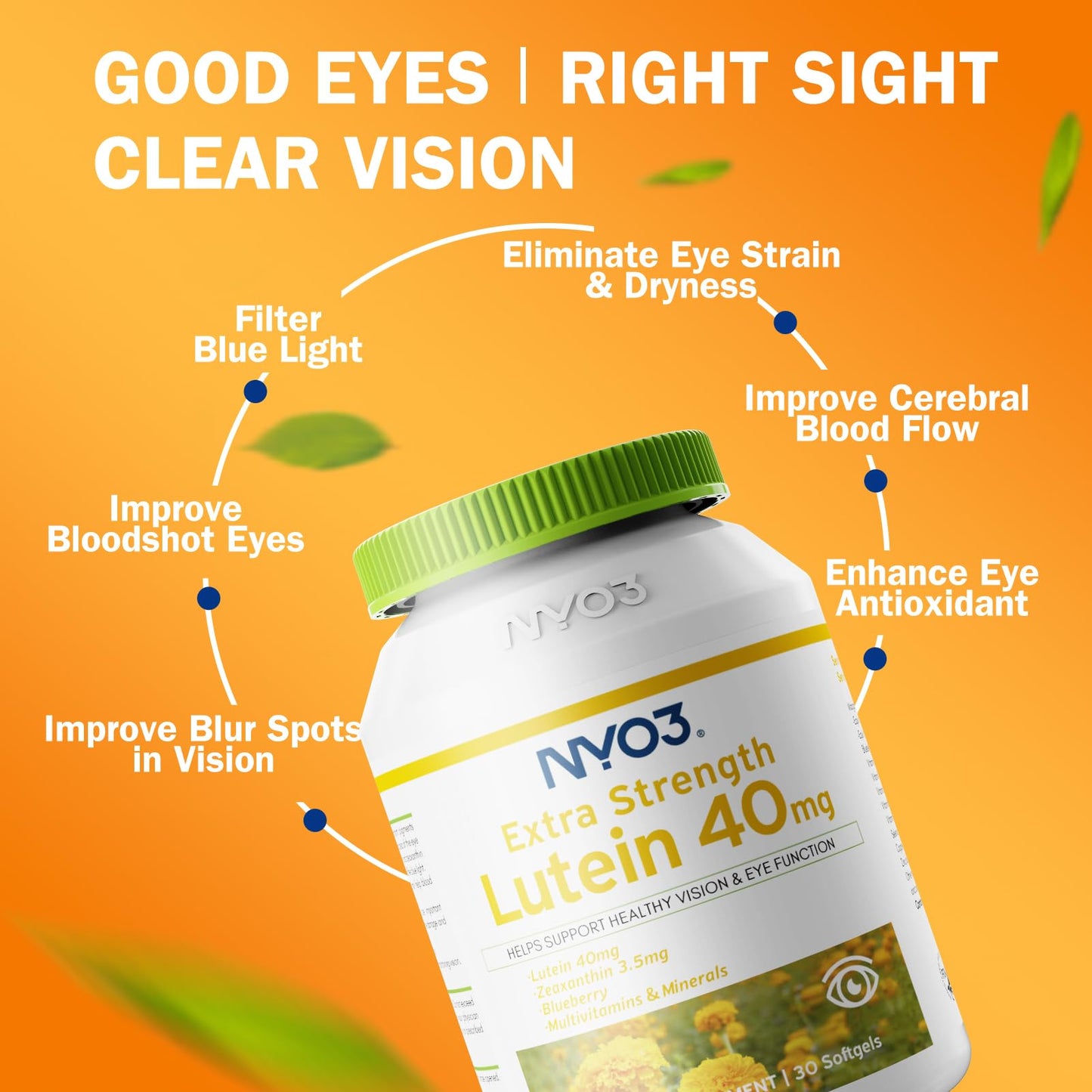 NYO3 Lutein & Zeaxanthin 40mg with Blueberry Softgel, 30 Softgels