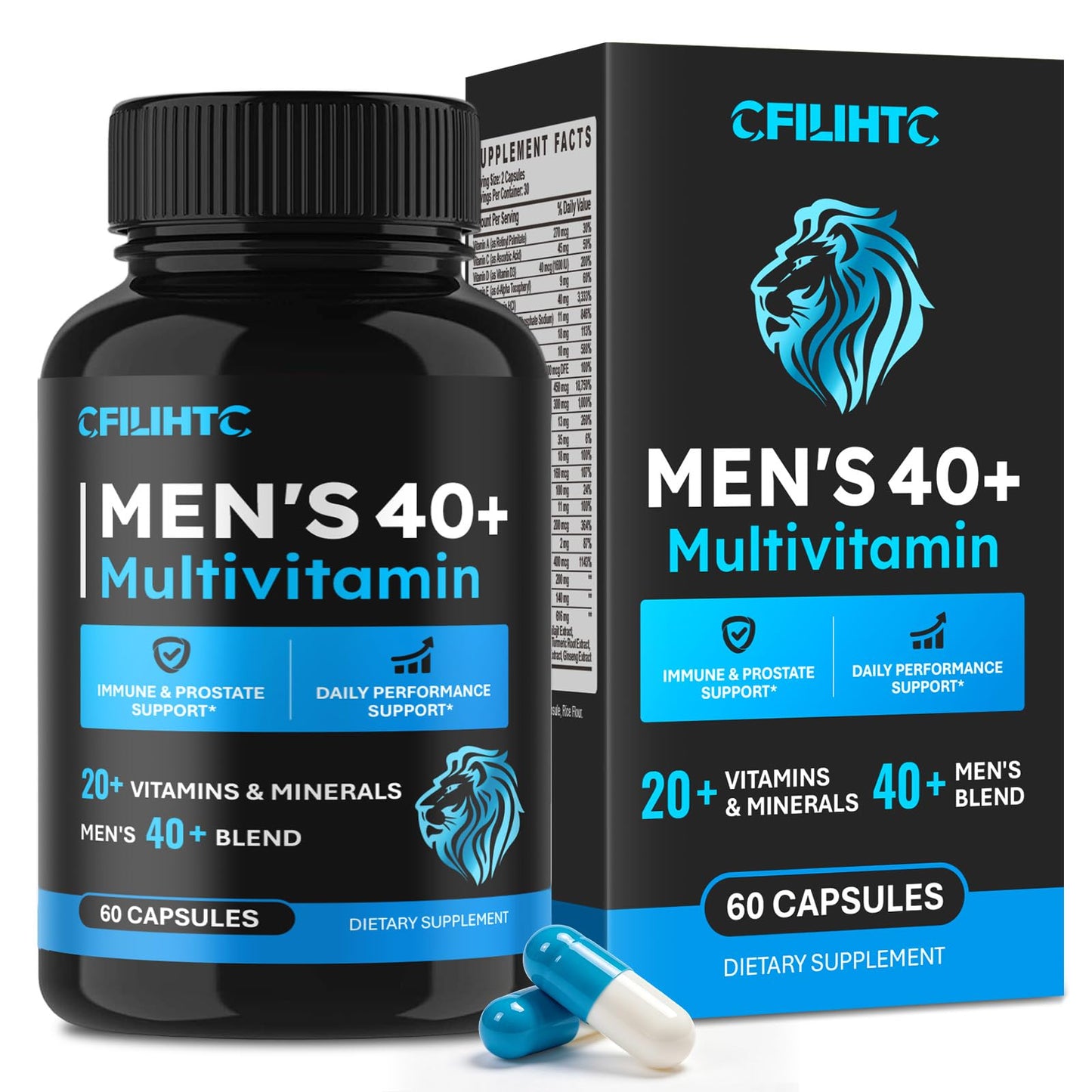 CFILIHTC Multivitamin for Men 40+ All-in-One Daily Vitamin Supplement 60 Capsules