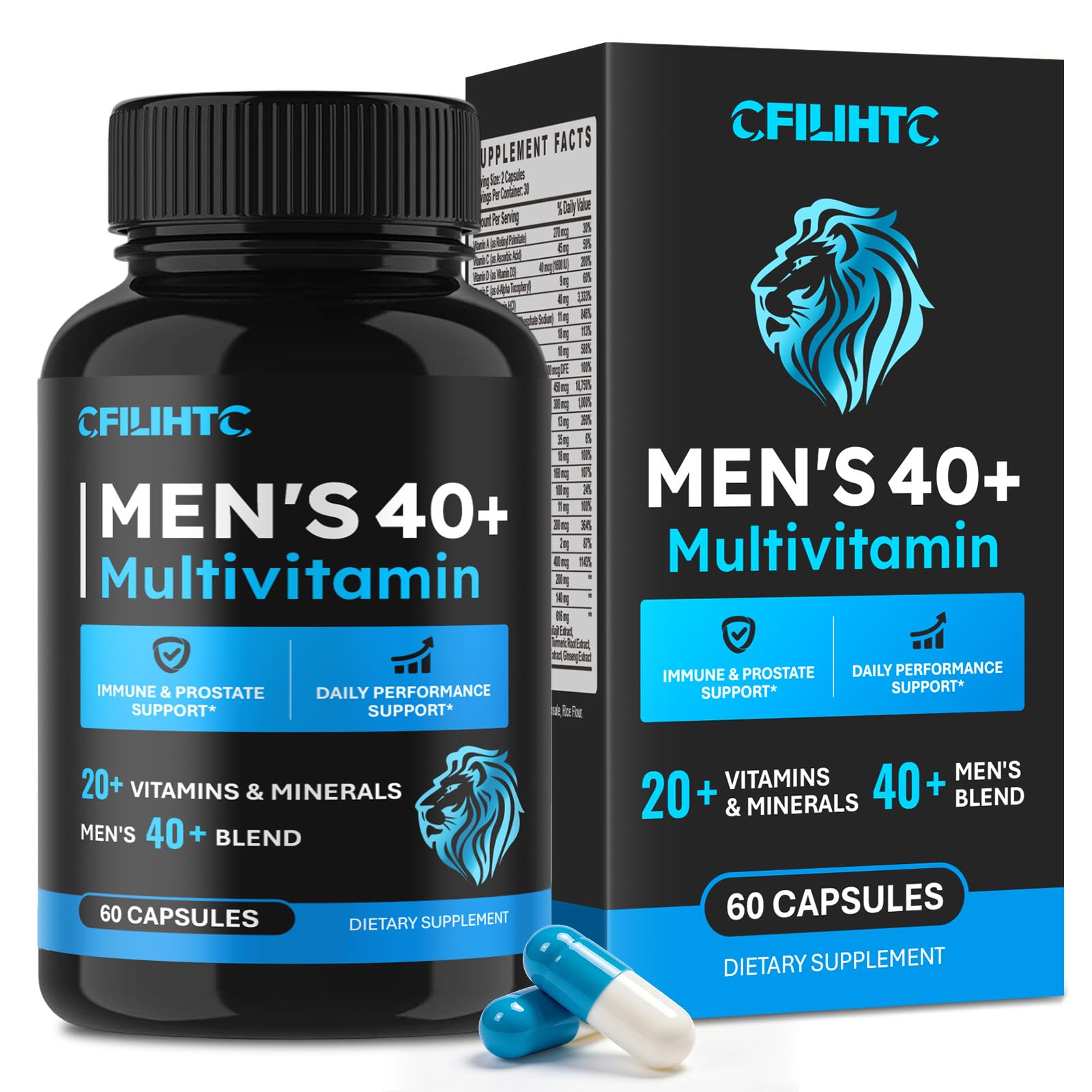 CFILIHTC Multivitamin for Men 40+ All-in-One Daily Vitamin Supplement 60 Capsules