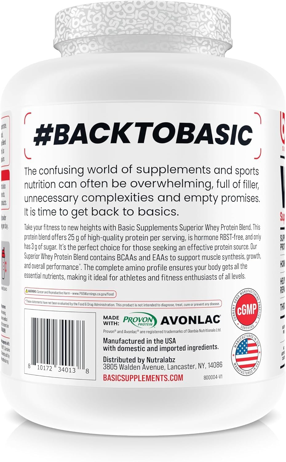 BASIC SUPPLEMENTS Whey Protein Powder, 80