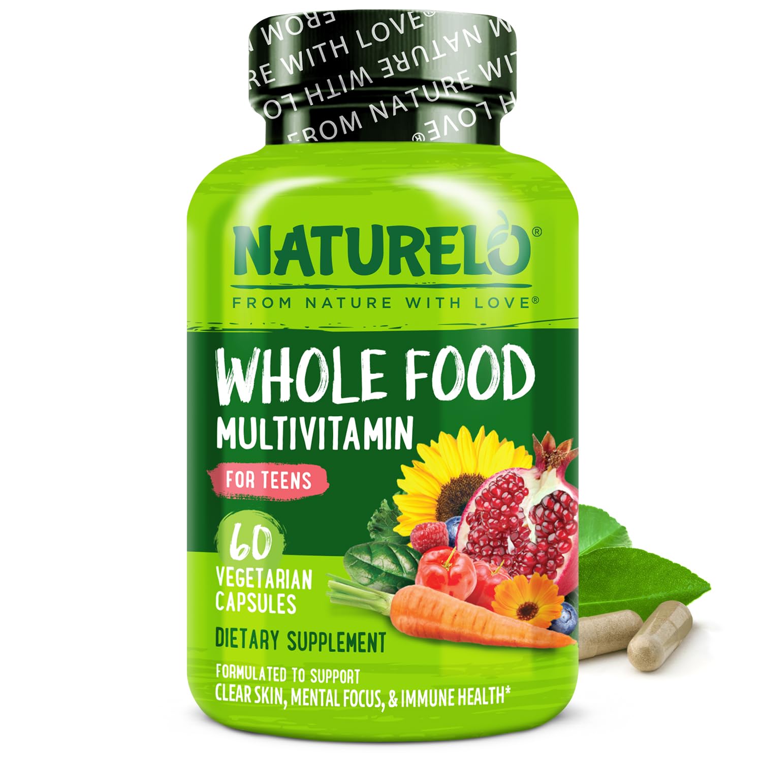 NATURELO Multivitamins for Teenage Girls/Boys, 60 Capsules