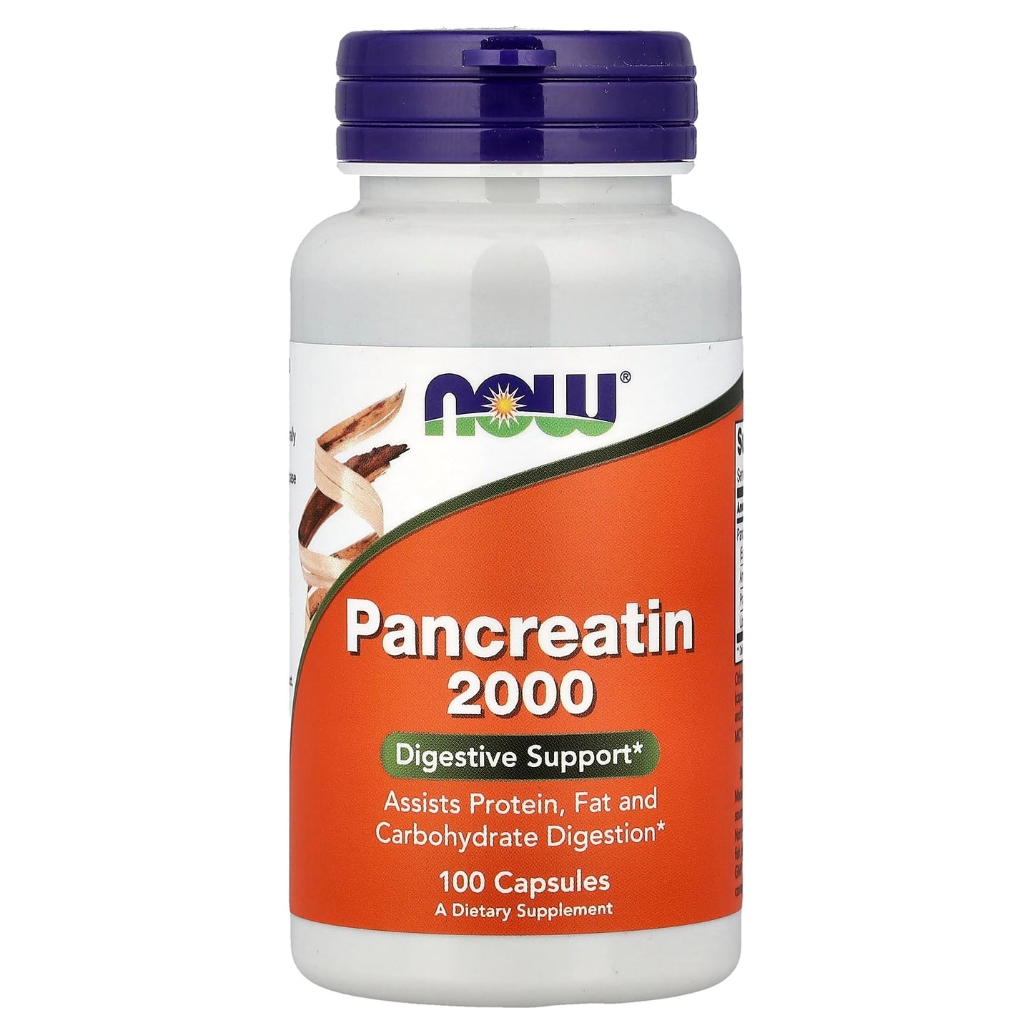 NOW Foods Pancreatin 2000mg Capsules, 100 Count