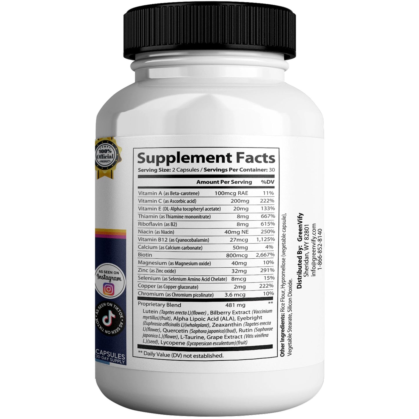 GREENVIFY OptiPlax Max Vision Support Supplement Capsule, 60 Capsules