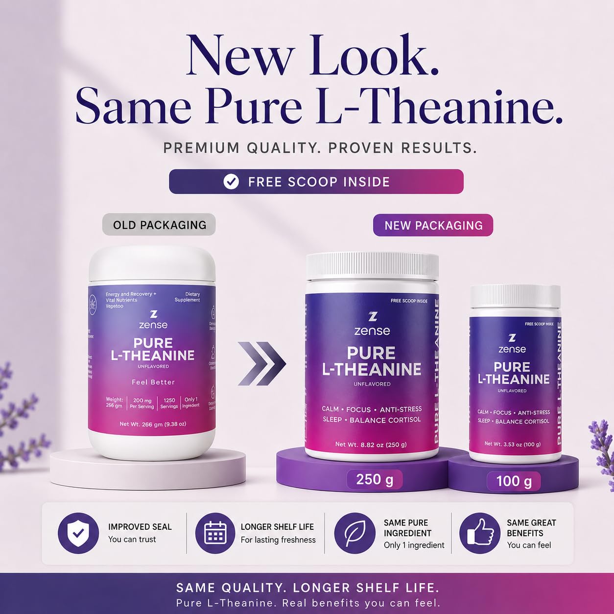 ZENSE Pure L-Theanine Powder 3.53 Ounce
