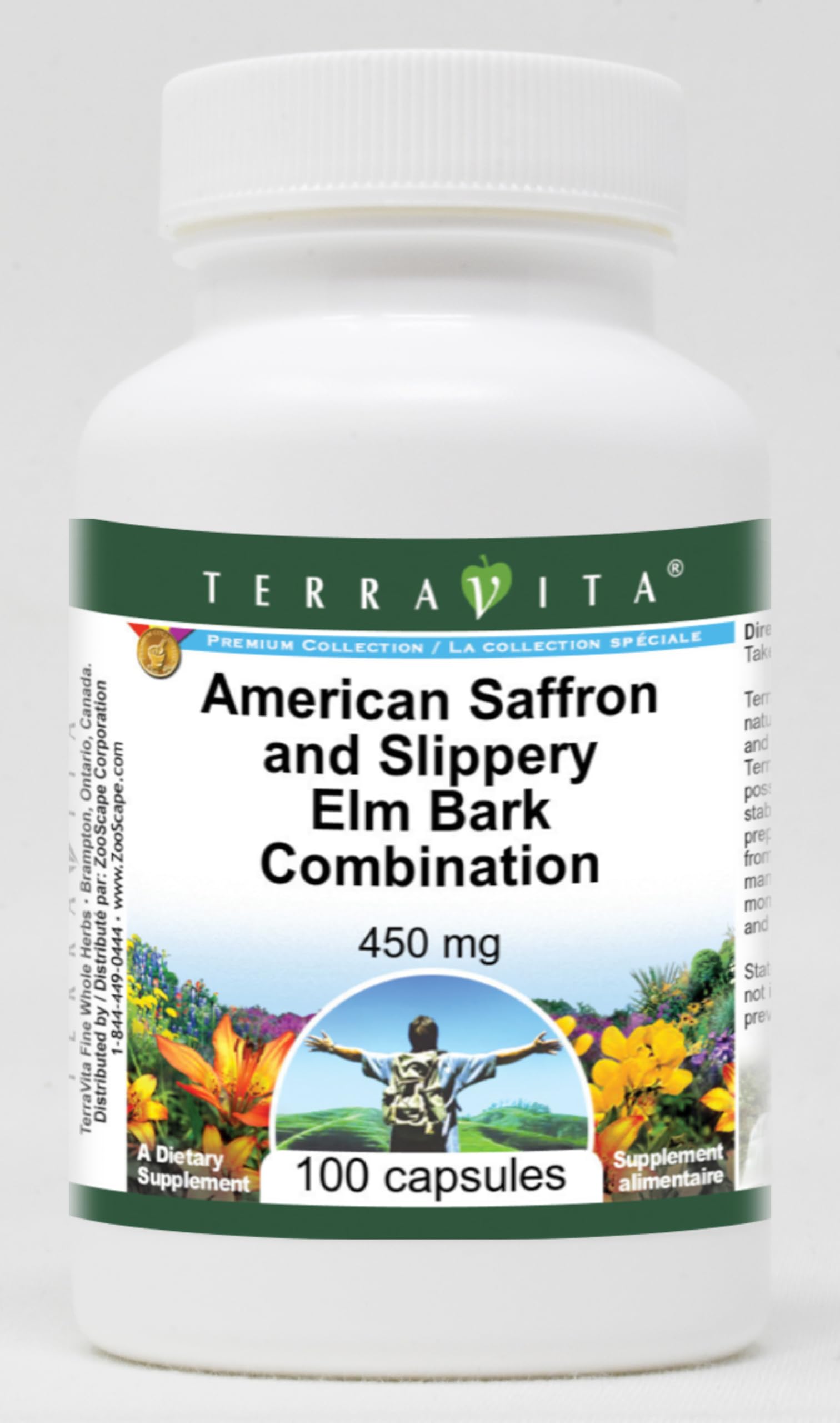 Terravita American Saffron and Slippery Elm Bark Combination 450 mg Capsule, 100 Capsules