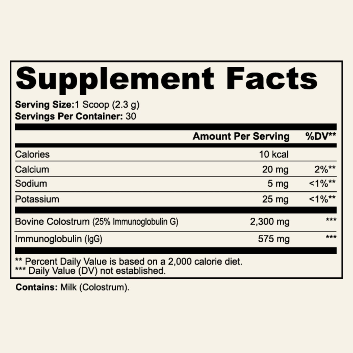 Sun Vitals Bovine Colostrum Powder 2300mg – 575mg IgG Per Serving, 25% IgG Standardized, Gut Health & Immune Support, No Fillers, No Capsules, GMP-Certified, 3rd Party Tested, 2.43 oz, 30 Servings