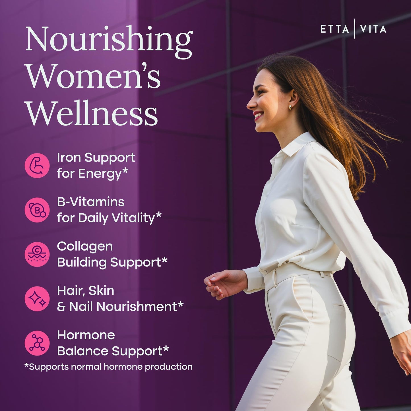 Etta Vita Primal Beef Organ Supplement for Women with Grass-Fed/Finished Ovary, Uterus, Liver, Kidney, Heart, Bone Matrix, Colostrum, Maca, Ashwagandha, Shatavari & Chasteberry - Energy Support, 60 Capsules