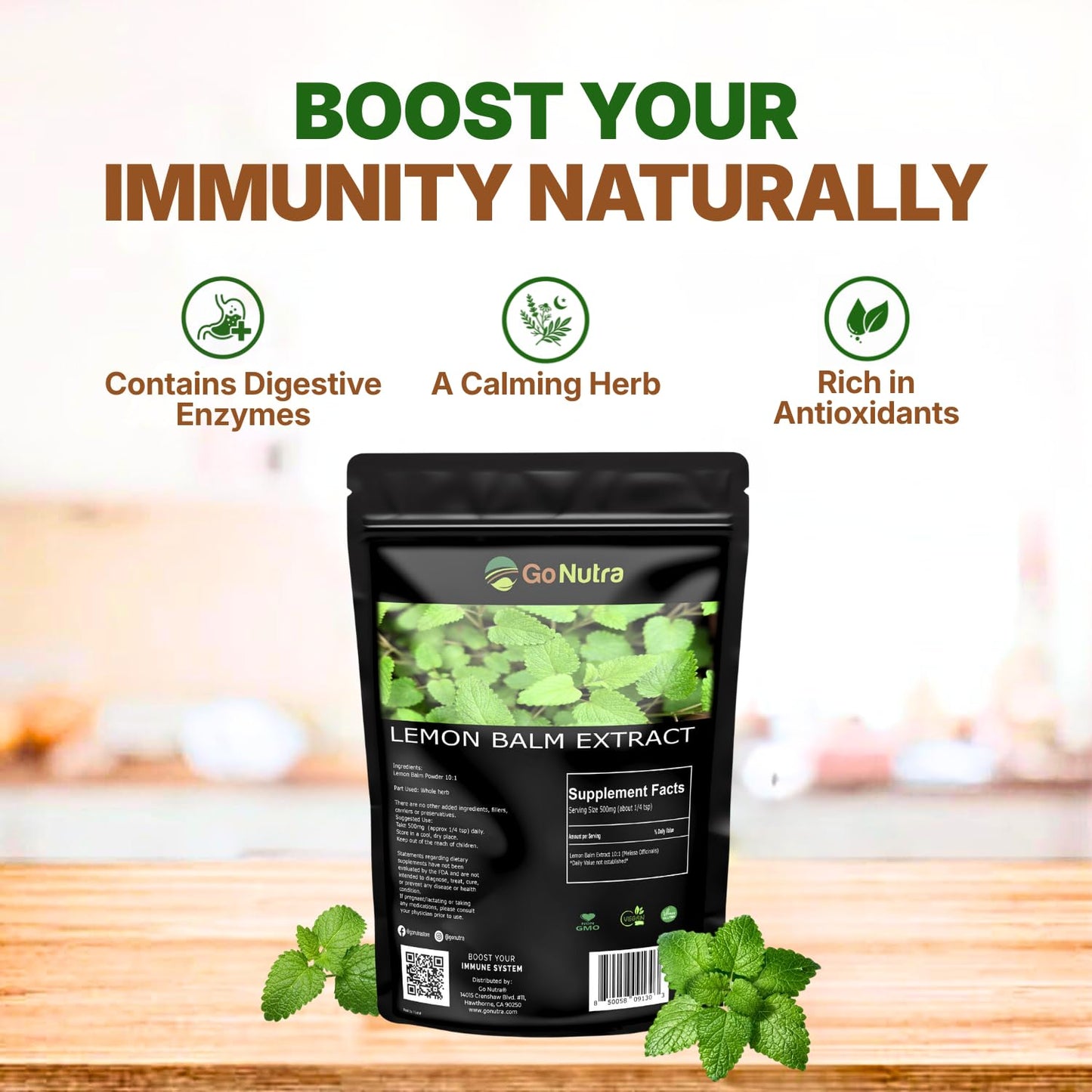Go Nutra Lemon Balm Extract Powder 8 Ounce