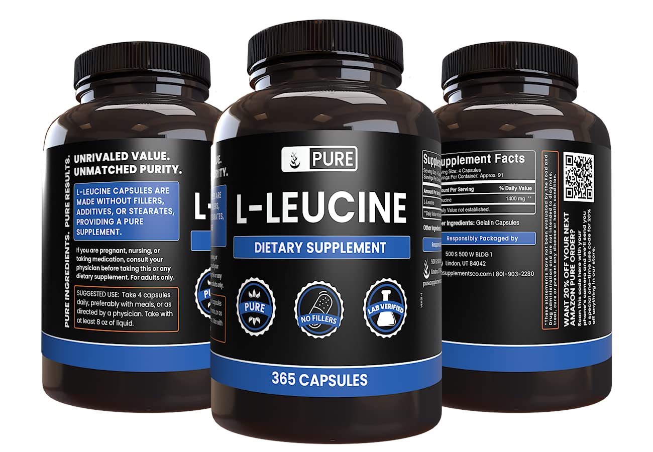 Pure Original Ingredients L-Leucine Capsules 365