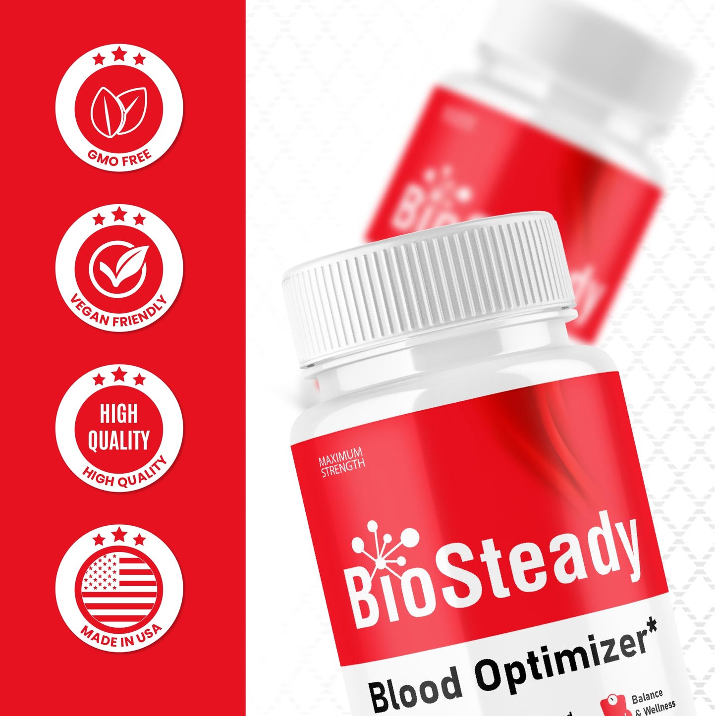 Lofero Biosteady Capsules Premium Wellness Formula Advanced Maximum Strength, 120 Capsules