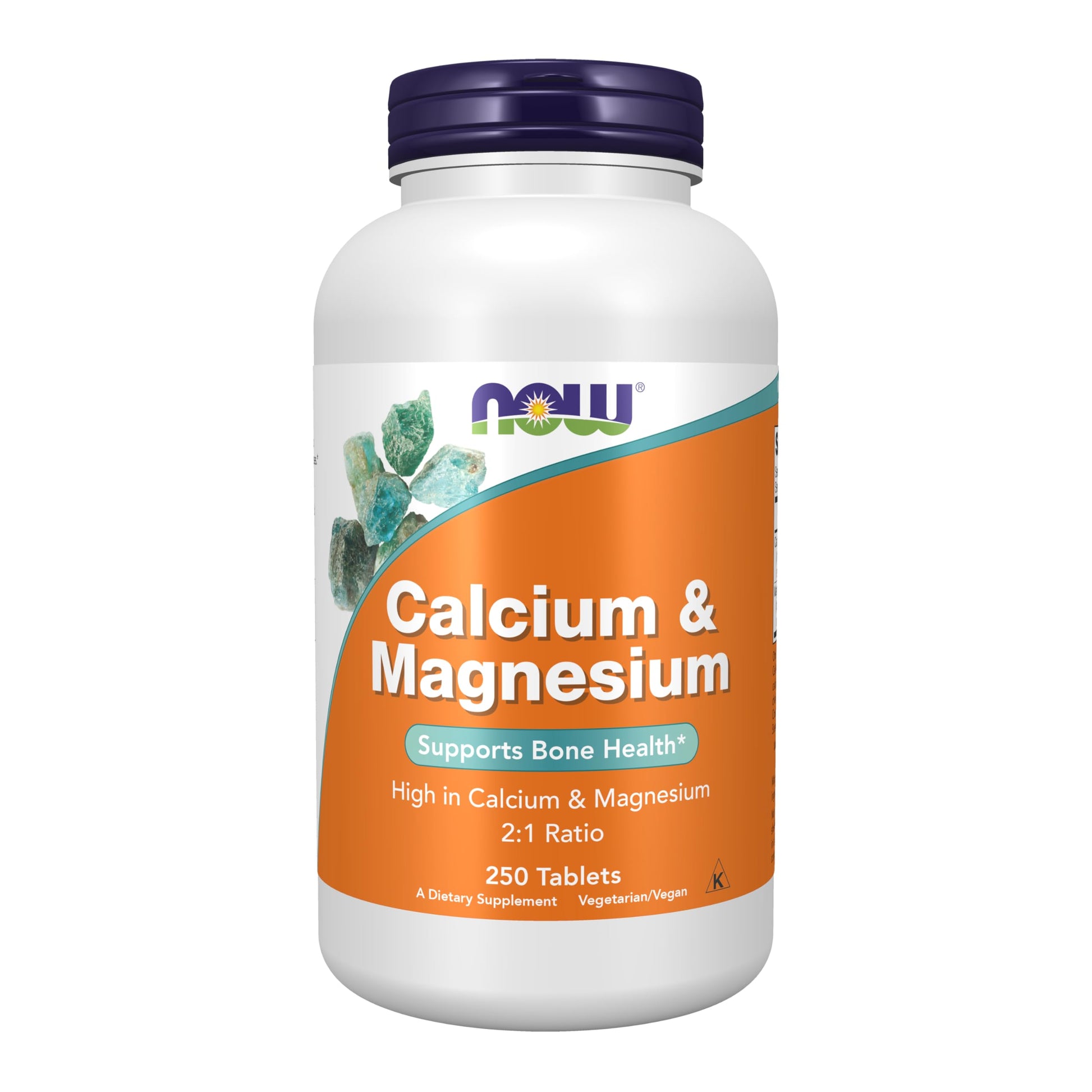 NOW Foods Calcium & Magnesium 2:1 Ratio High Potency Supports Bone Health, 250 Tablets