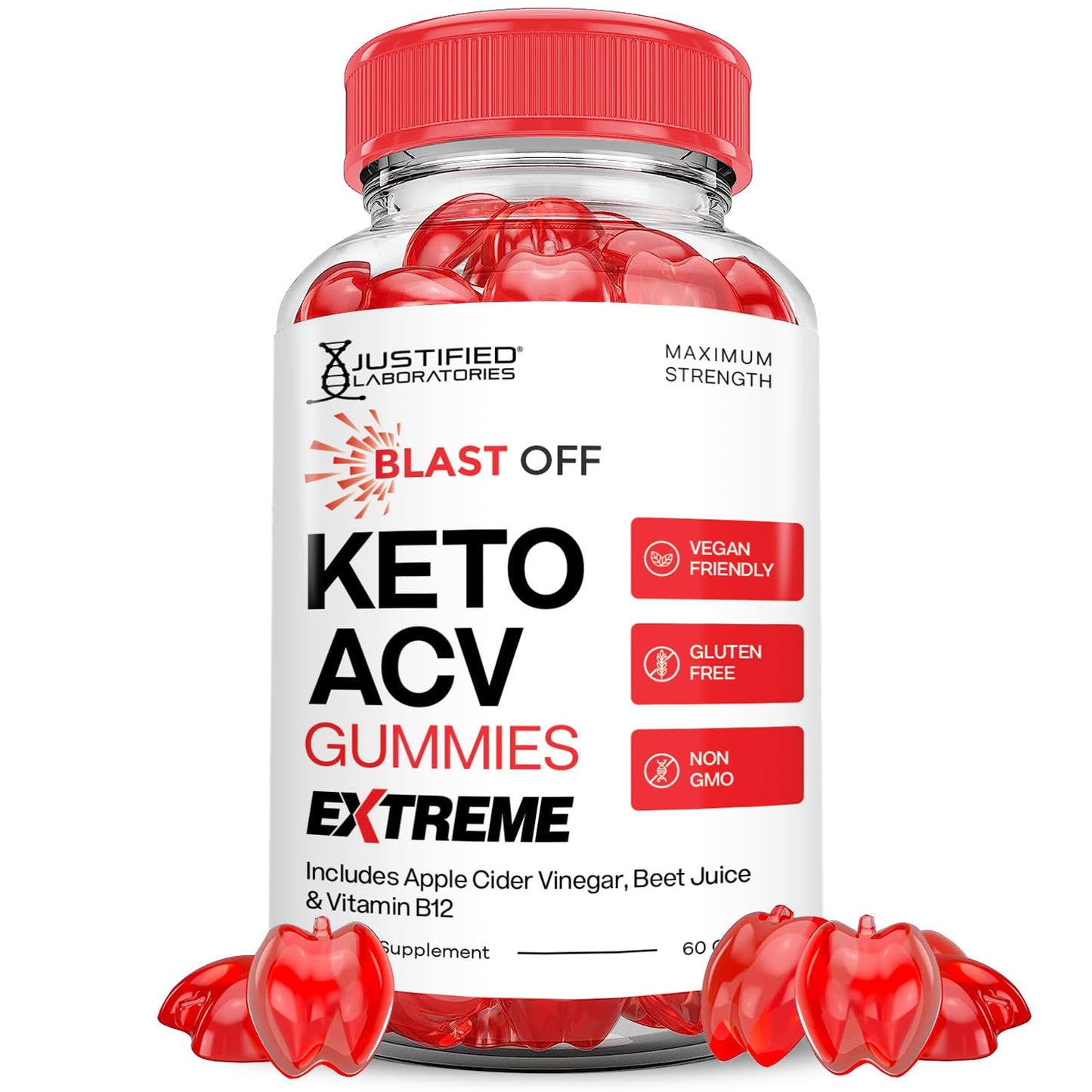 Justified Laboratories Blast Off Keto ACV 2000MG Extreme Gummies 60 Count