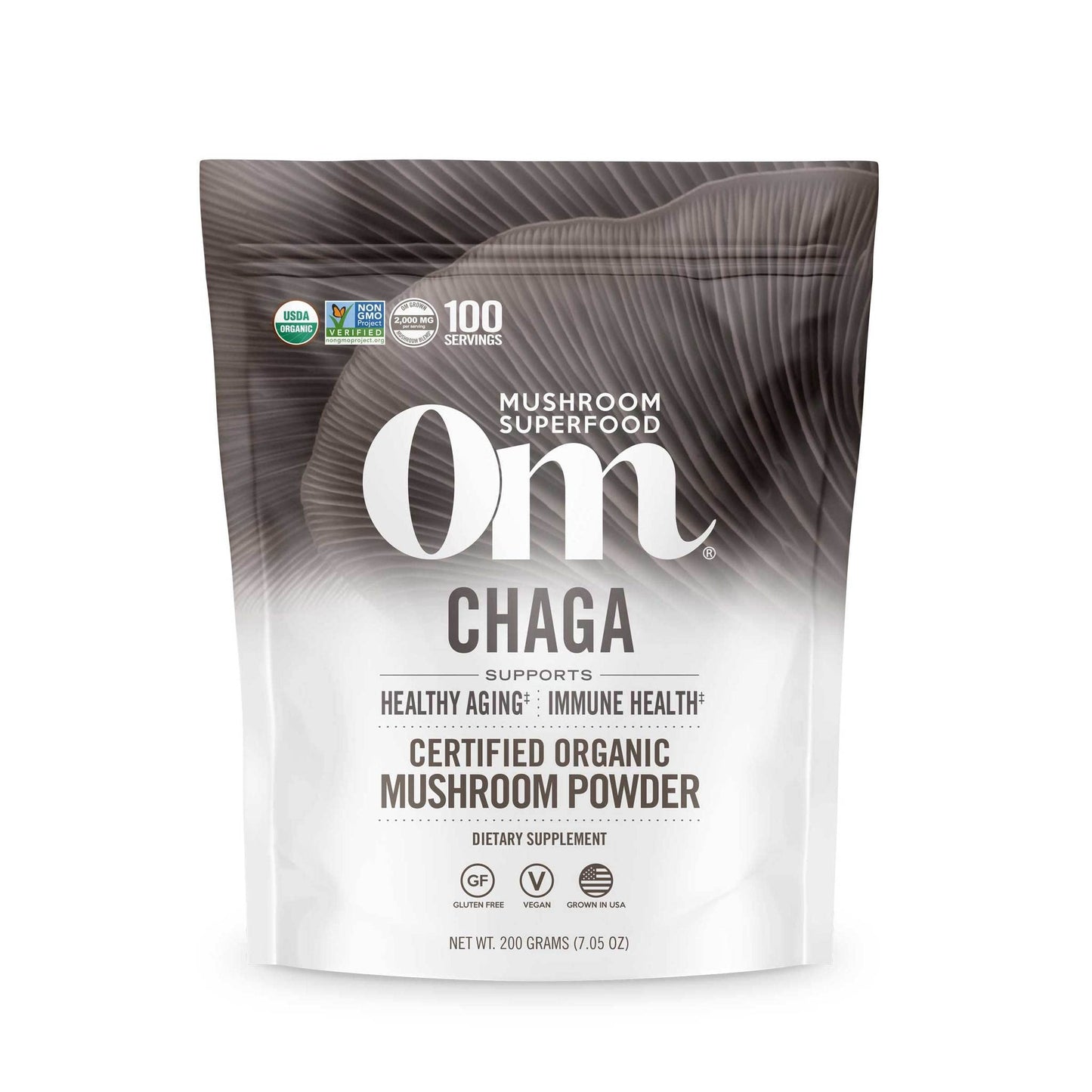 OM MUSHROOM SUPERFOOD Chaga Organic Mushroom Powder, 7.05 Ounce