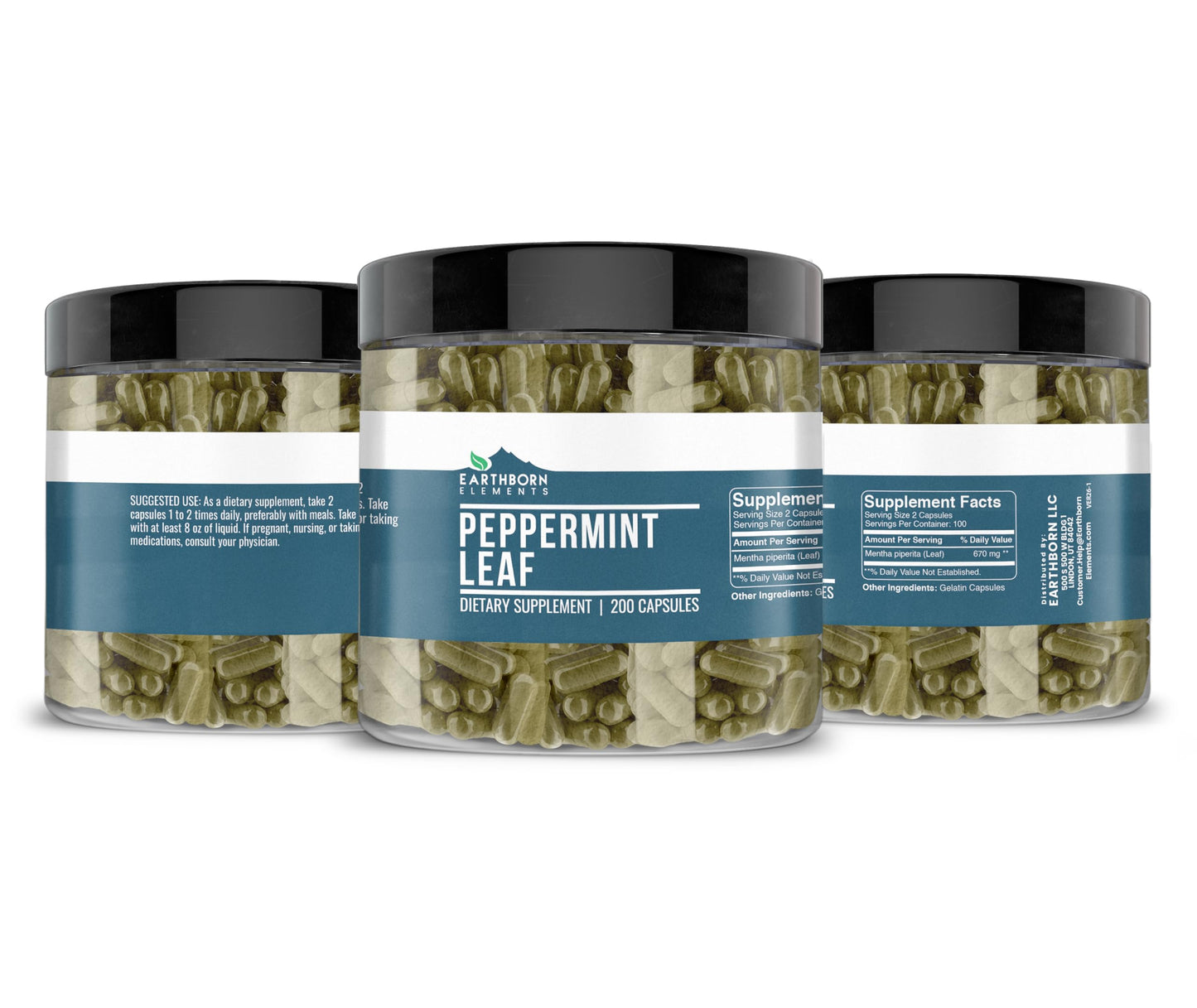 Earthborn Elements Peppermint Leaf Capsules 200