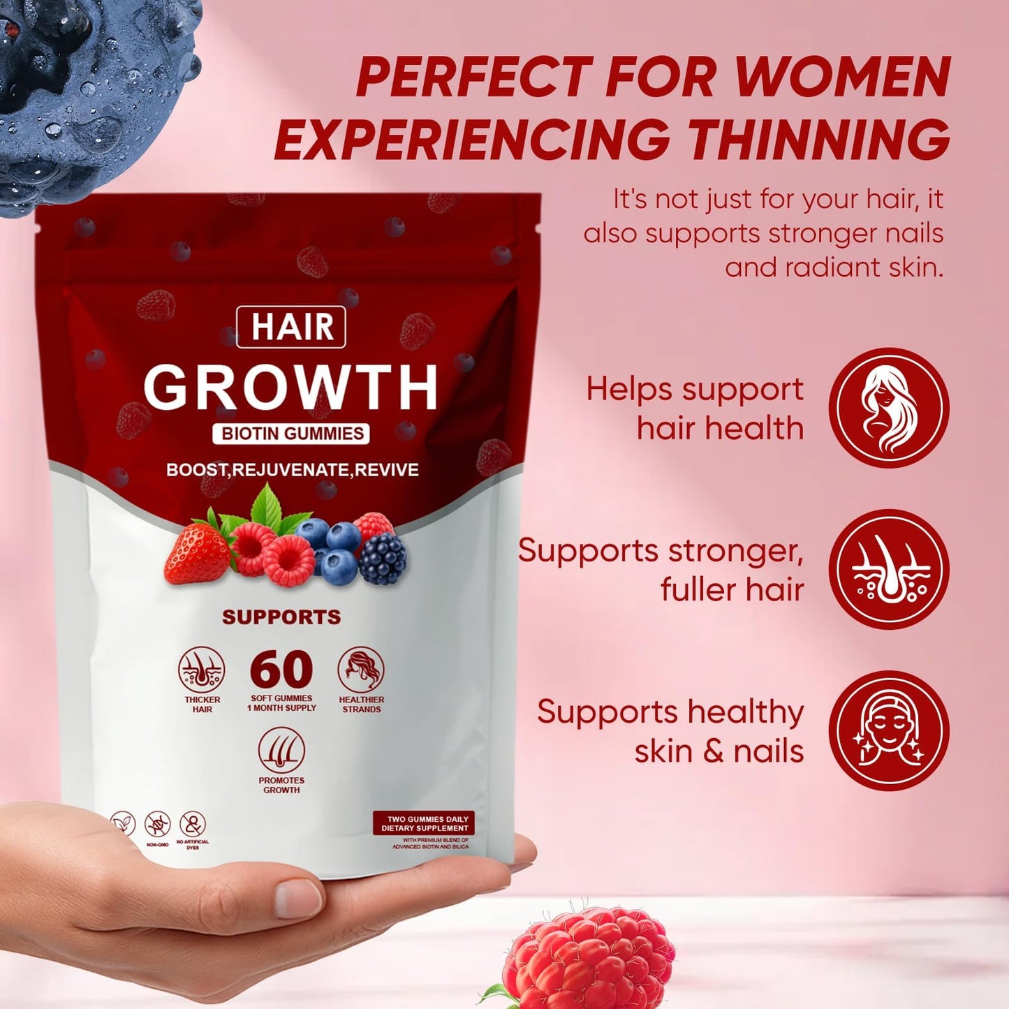 Shwfhi Hair Growth Biotin Gummies 60 Count