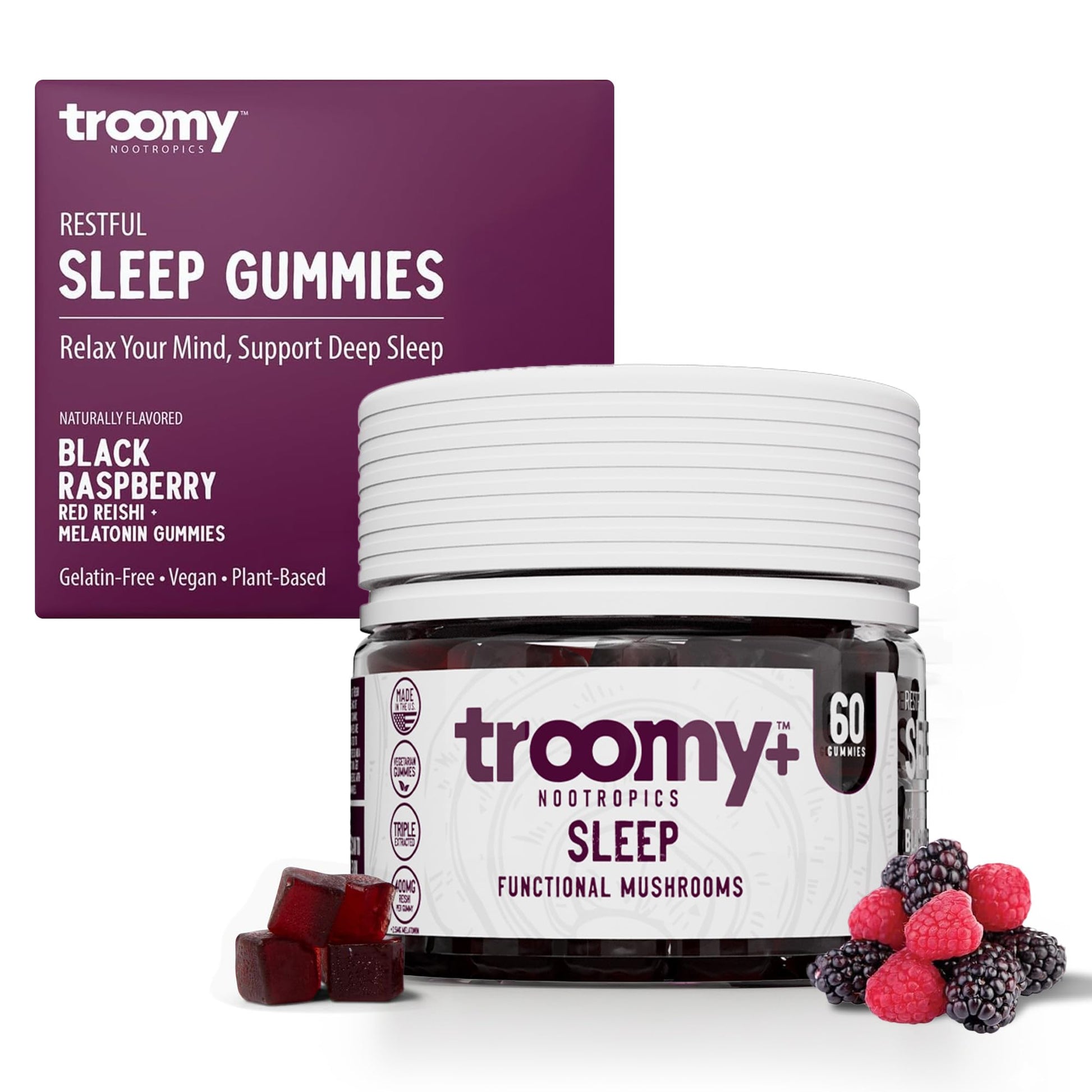 Troomy Nootropics Sleep Gummies for Adults and Kids, 60 Count