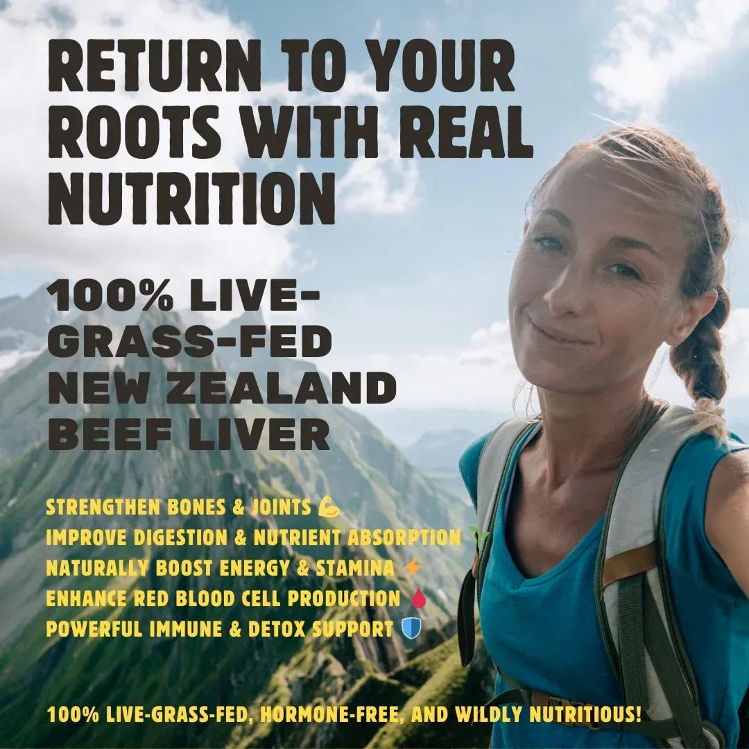 FREZZOR New Zealand 100% Live-Grass-Fed Beef Liver Capsules, 180 Count