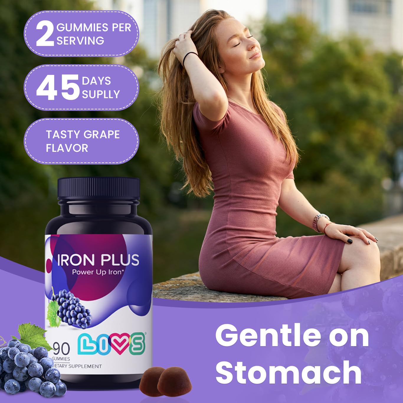 LIVS Iron Plus Gummies 90 Count