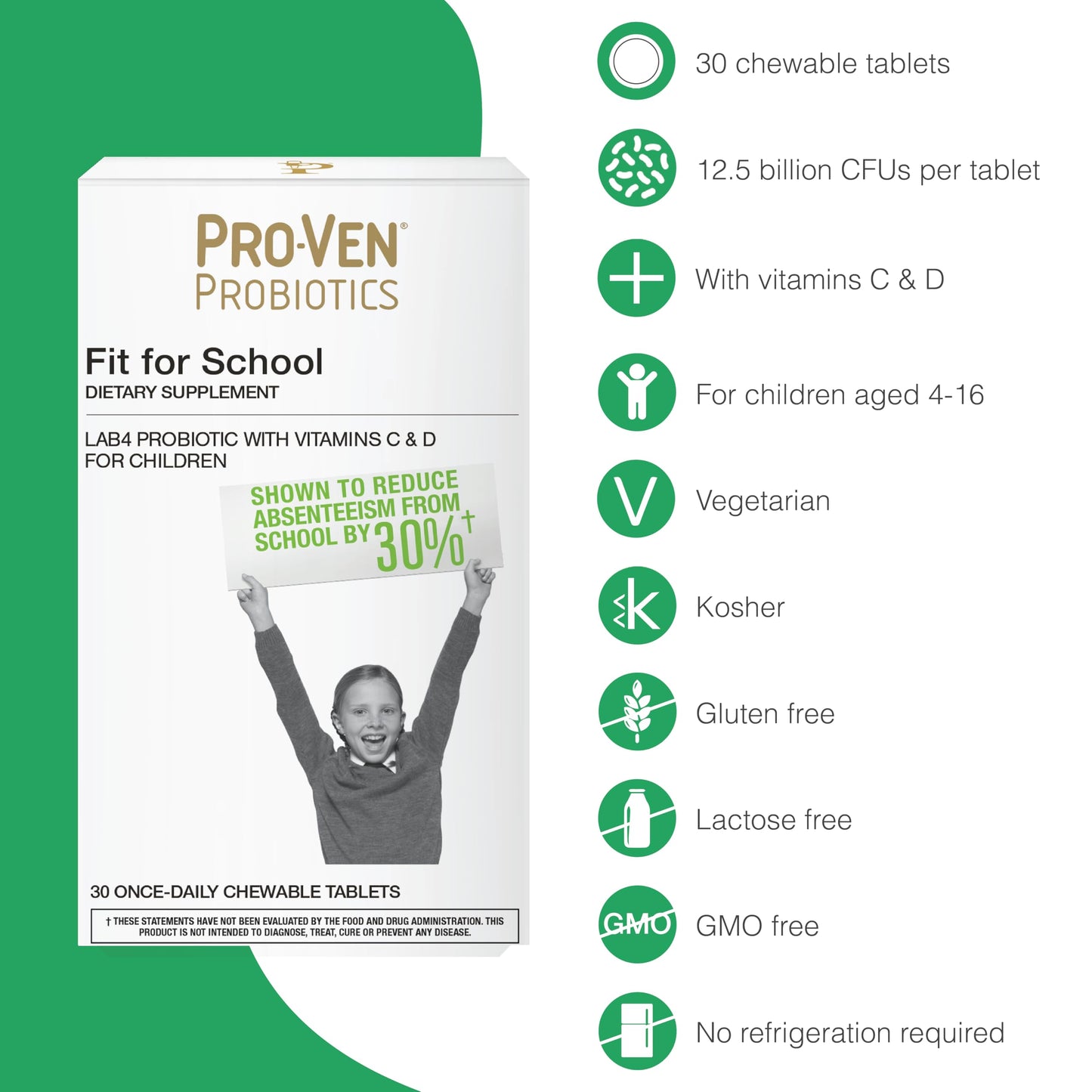 Pro-Ven Fit for School Kids Probiotic Capsules 30 Count