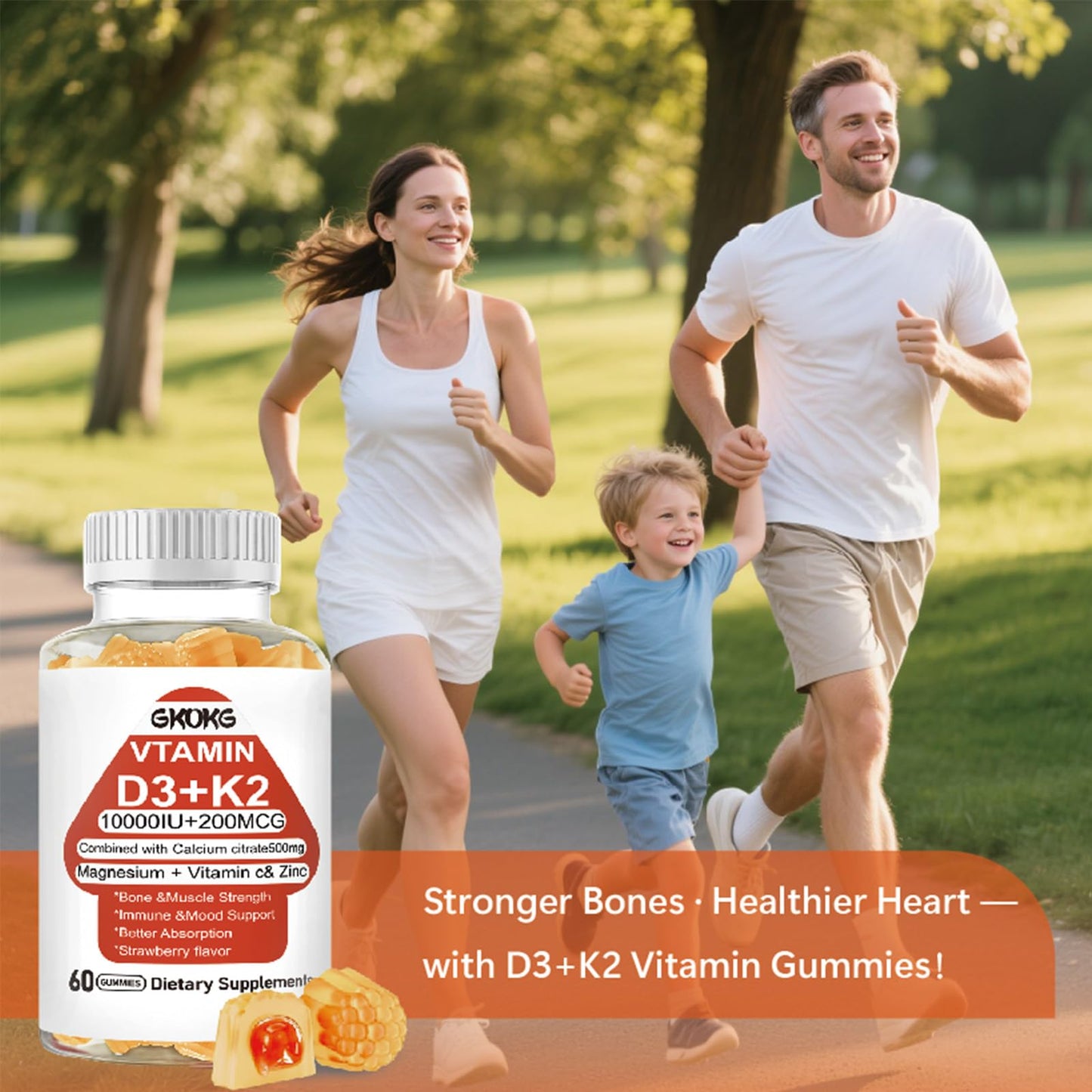 GKOKG Vitamin D3 K2 (MK7 200mcg) Softgels 60