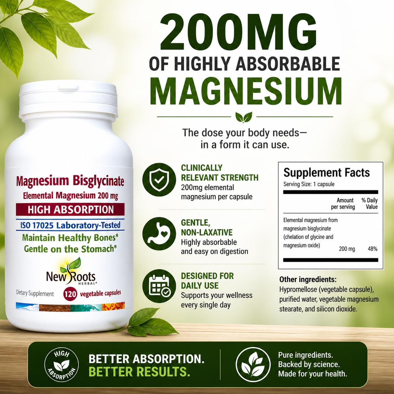NEW ROOTS HERBAL Magnesium Bisglycinate Capsule 120 Count