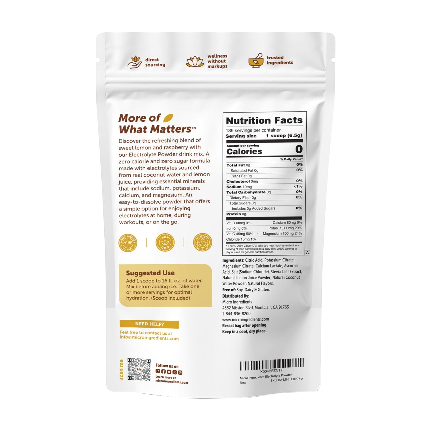 Micro Ingredients Electrolyte Powder 32 oz