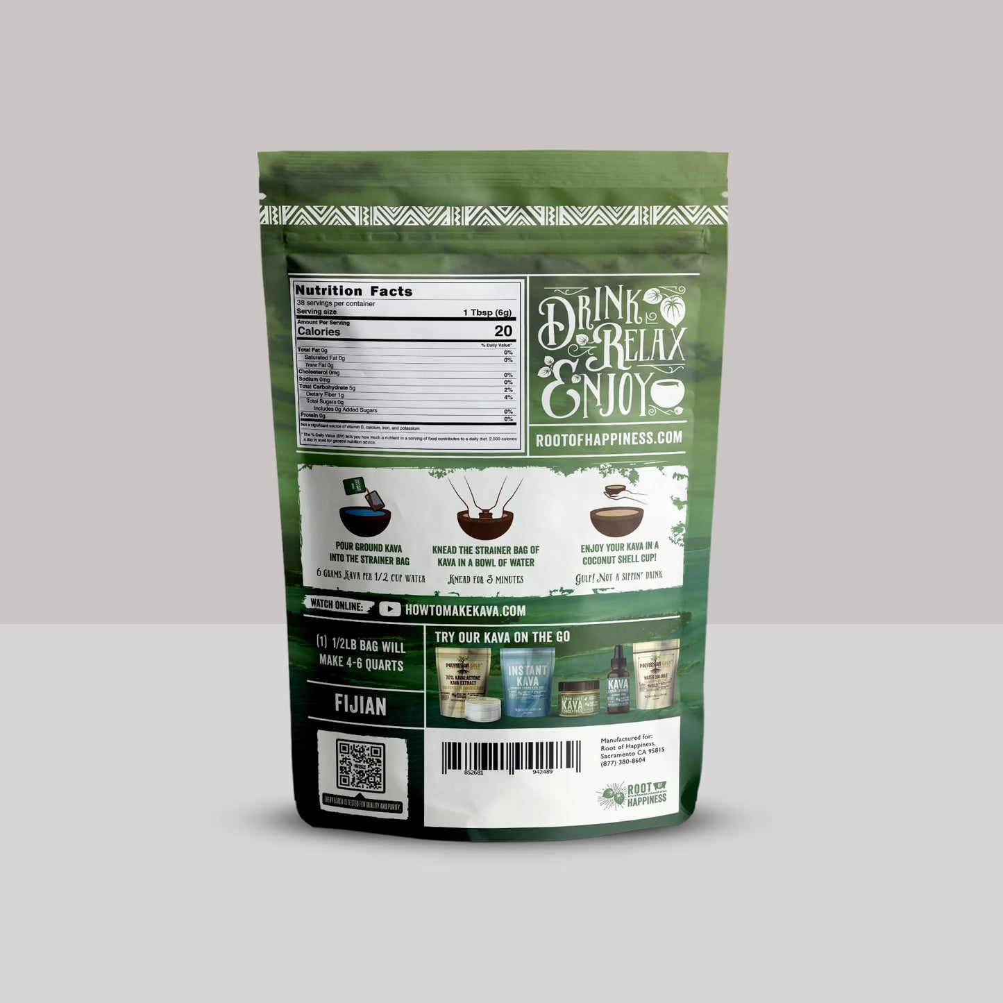 Root of Happiness Fijian Kava Powder, 8 oz