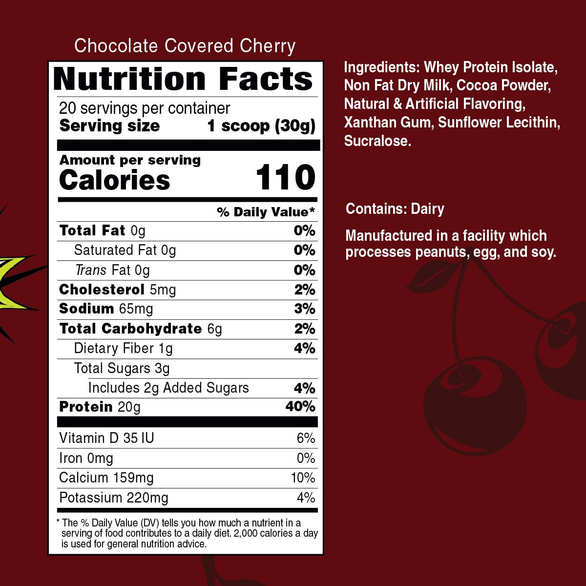 Bariatric Eating Inspire Chocolate Covered Cherry 20g Whey Protein Isolate Powder, 20.8 oz