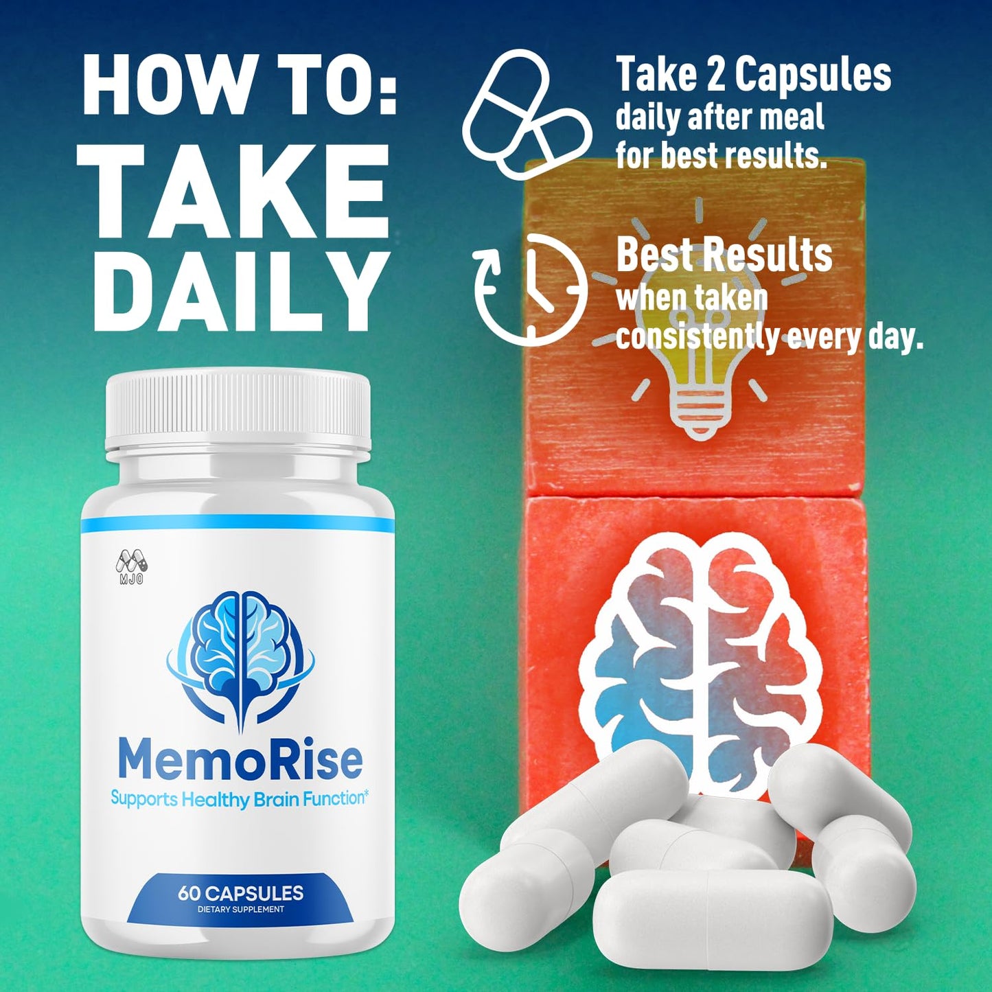 MJO Memo Rise Capsules, 300 Capsules