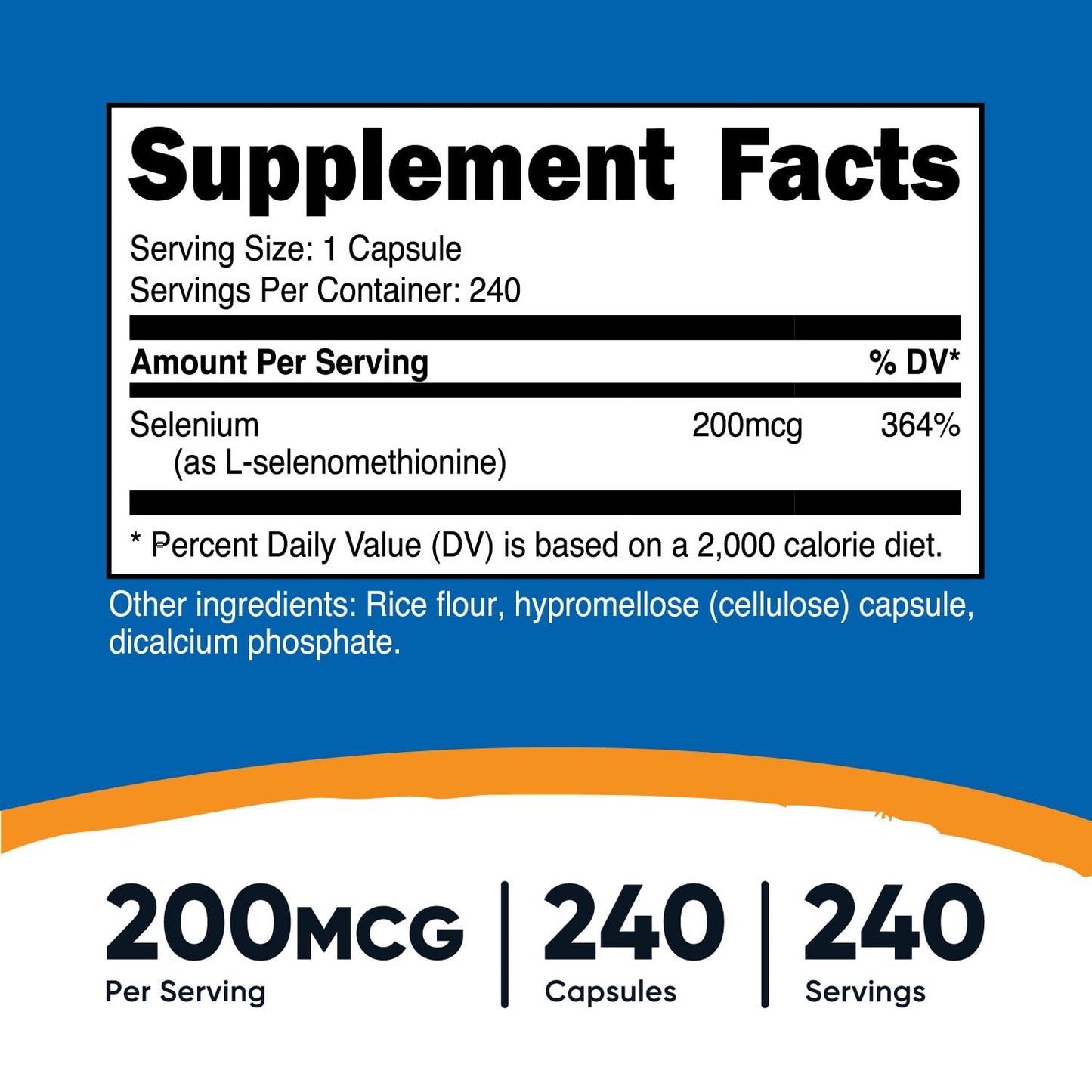 Nutricost Selenium 200mcg L-Selenomethionine Capsules, 240 Count