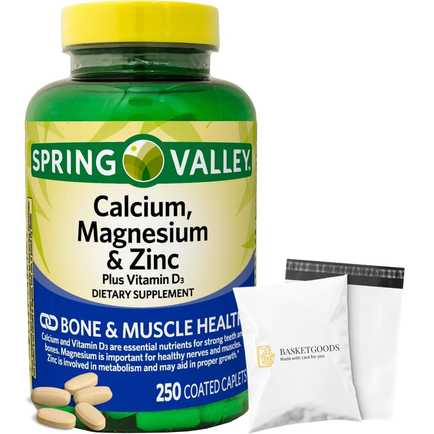 BASKETGOODS Calcium, Magnesium, Zinc & Vitamin D3 Tablet 250 Count
