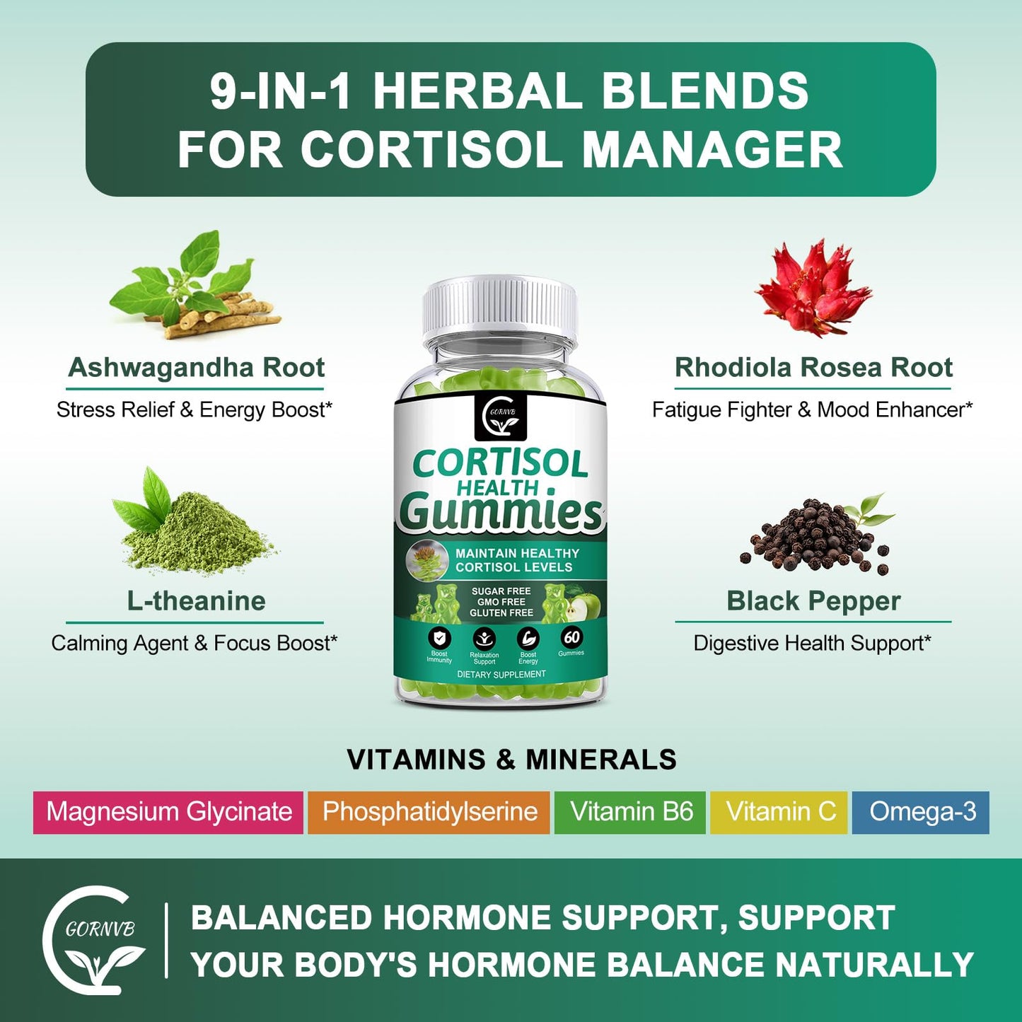 GORNVB Cortisol Gummies 120 Gummies