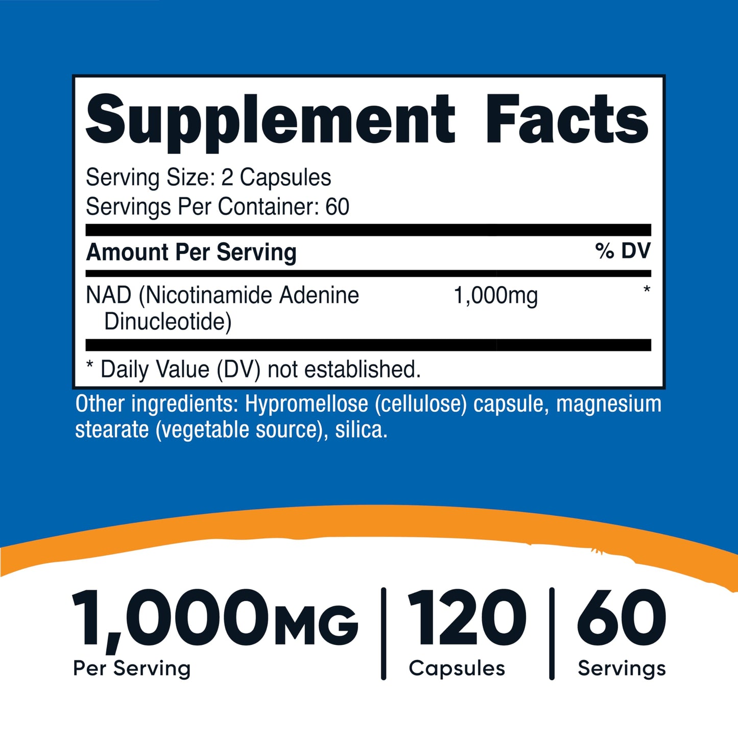 Nutricost NAD+ Supplement 1,000mg per Serving, Capsule, 240 Capsules