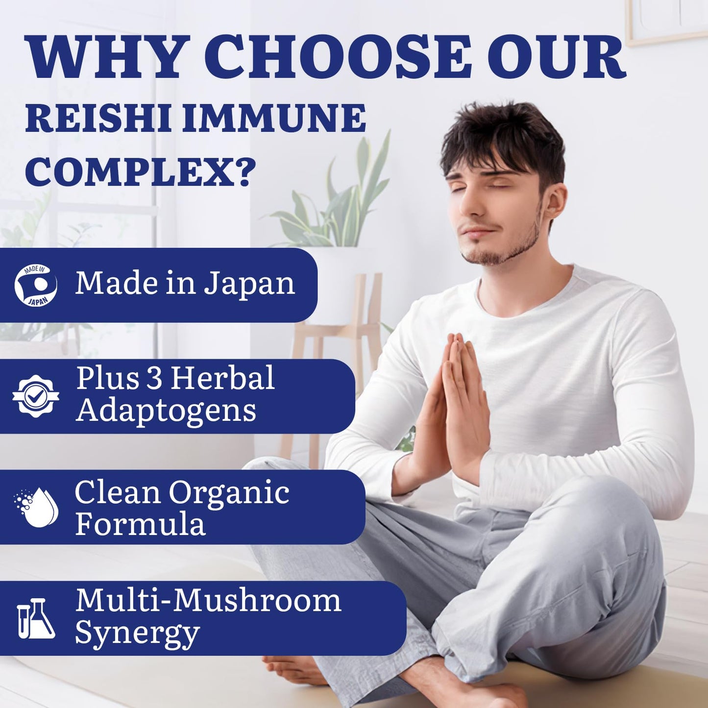 Yasumako Japanese Reishi Mushroom Complex Supplement 1500mg - Reishi, Chaga, Cordyceps, Lion's Mane, Maitake, Agaricus Mushrooms Extract & 3 Herb, Organic Mushroom Capsules, 120 Capsules