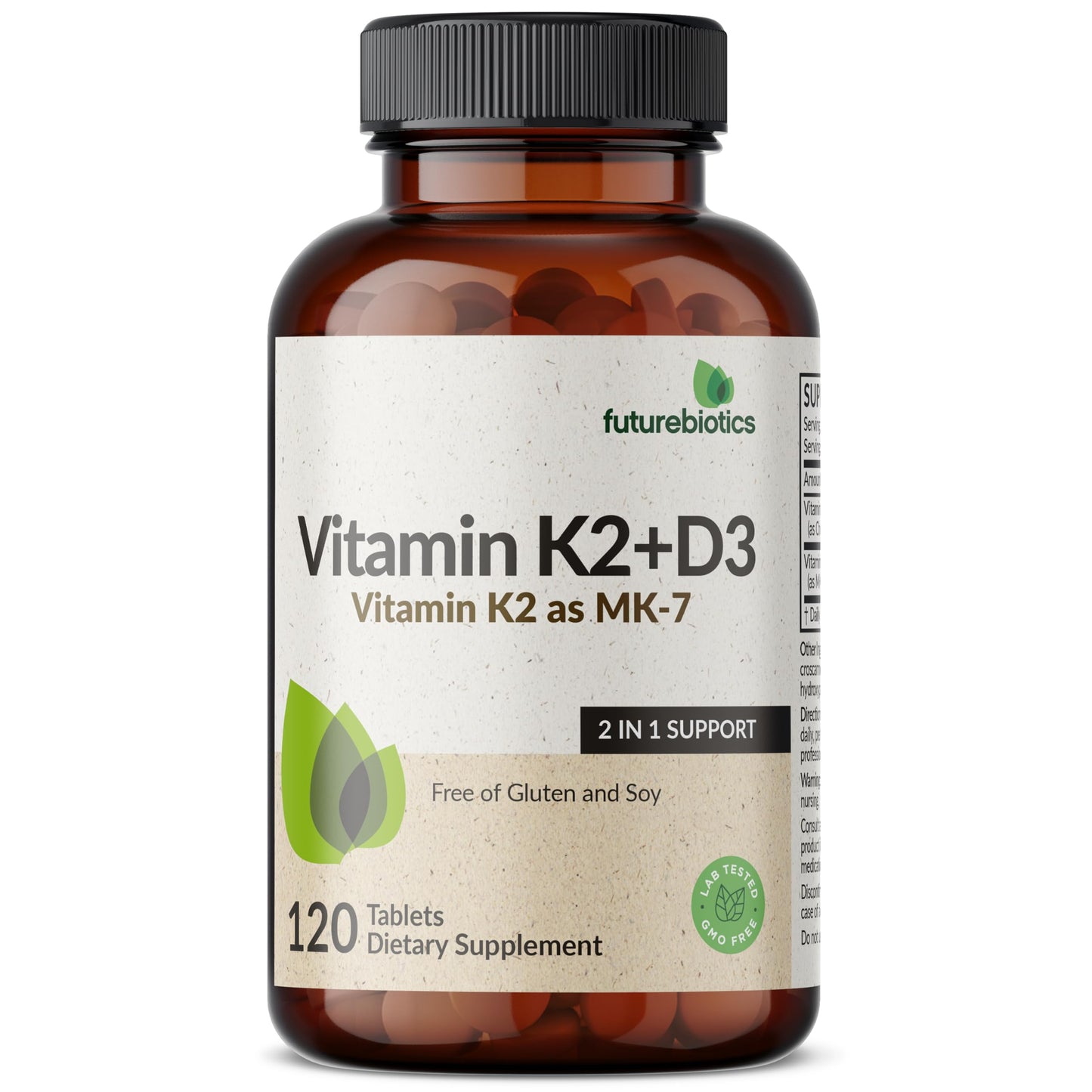 Futurebiotics Vitamin K2 with D3 2-in-1 Tablets, 120 Tablets