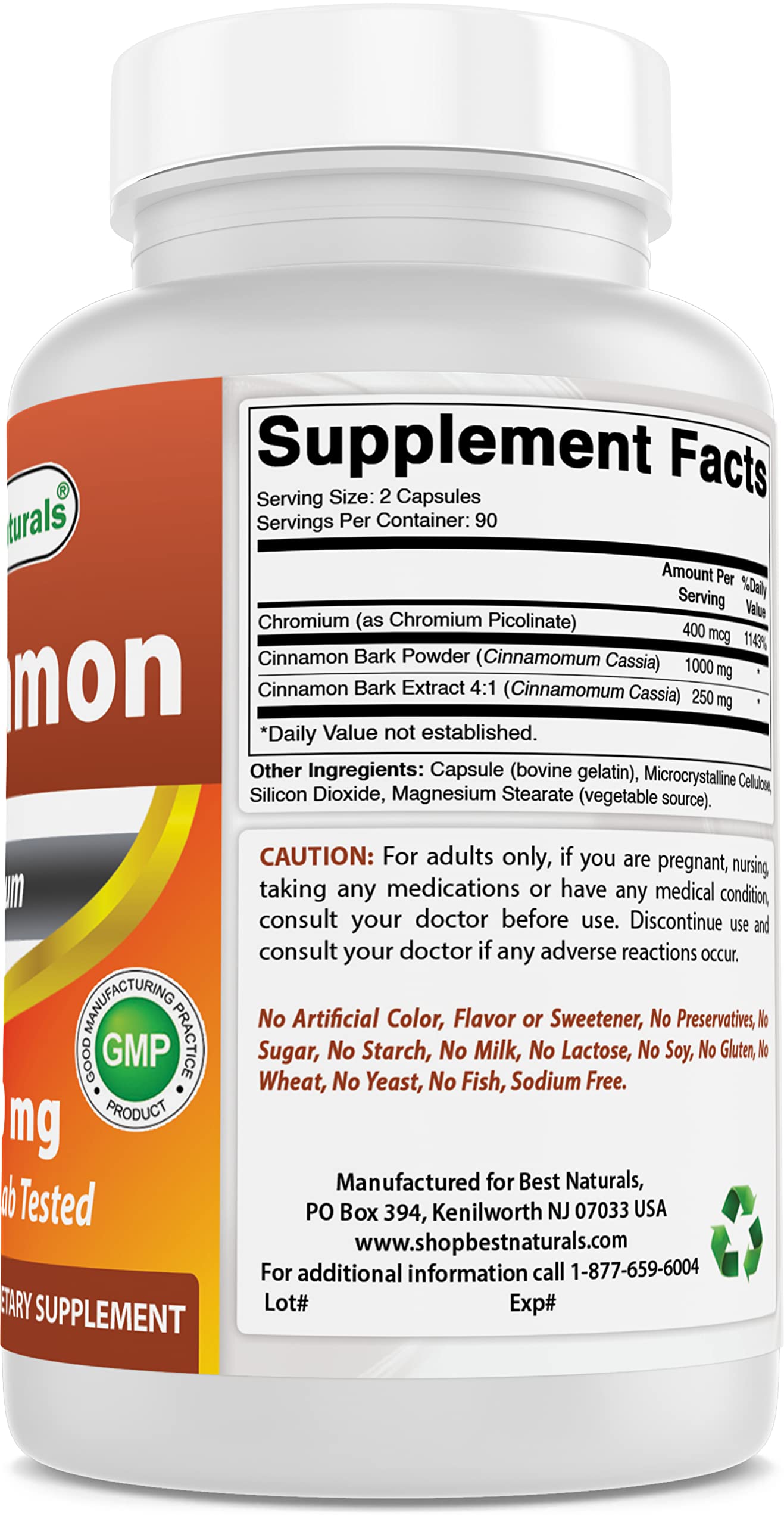 Best Naturals Cinnamon 1000 mg & DIM Supplement 100 mg Capsules, 1 Capsule