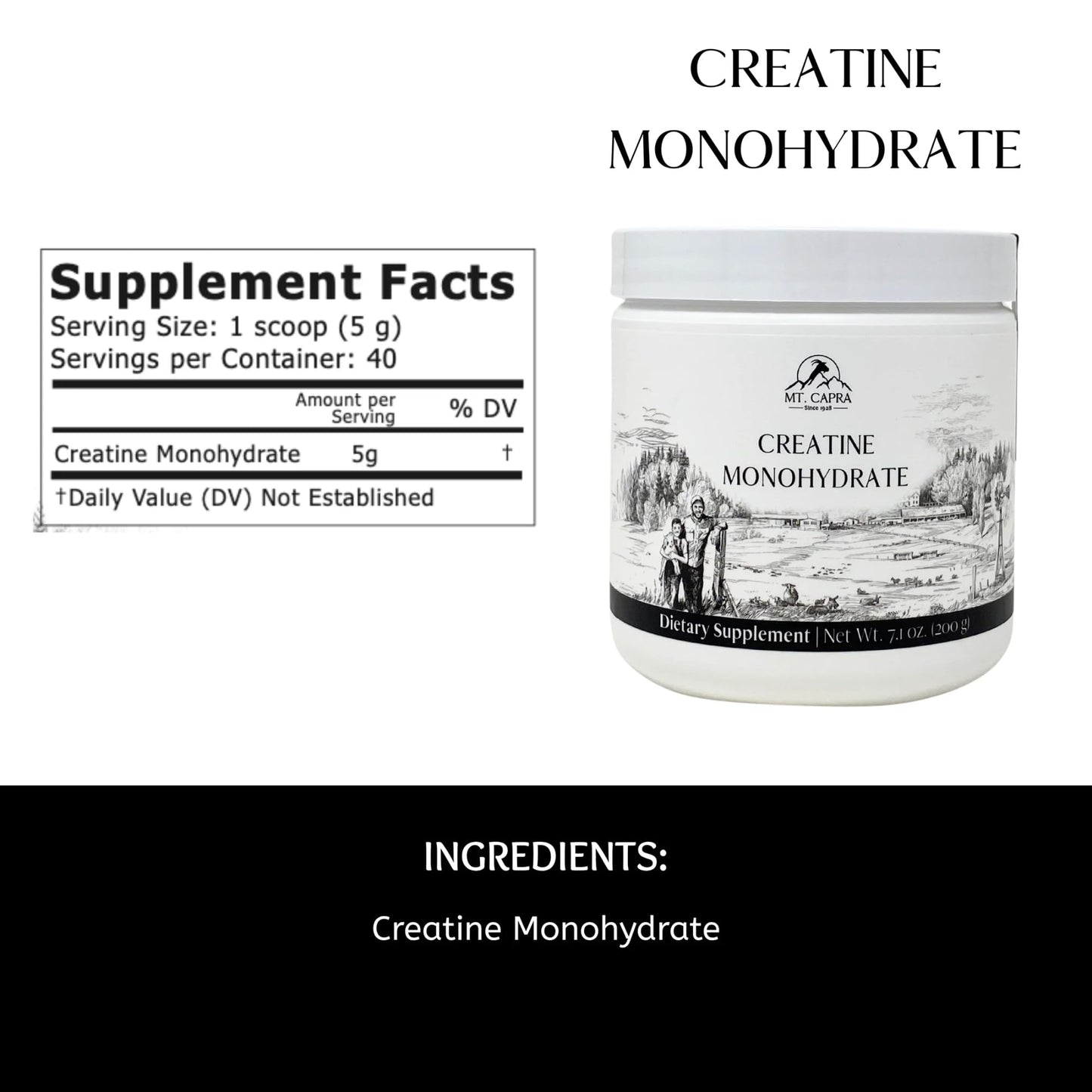 Mt. Capra Creatine Monohydrate Powder 7.1 oz