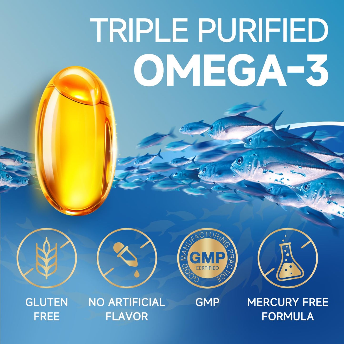 ZEBORA Triple Strength Omega-3 Fish Oil 2000mg Softgels 120