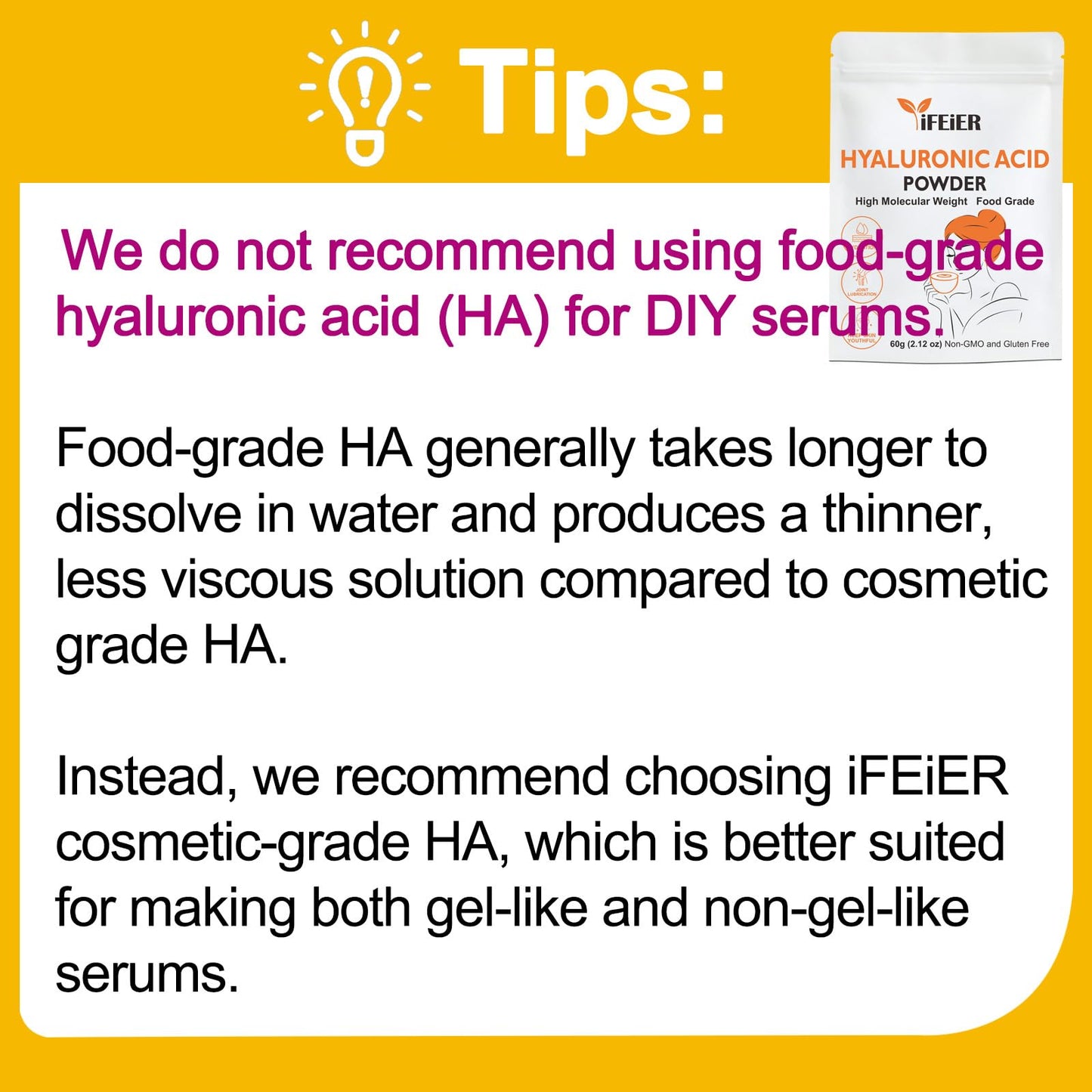 iFEiER Hyaluronic Acid Powder 2.12 oz