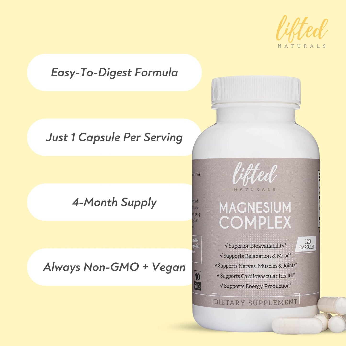 Lifted Naturals Magnesium Complex Capsules 120 Count