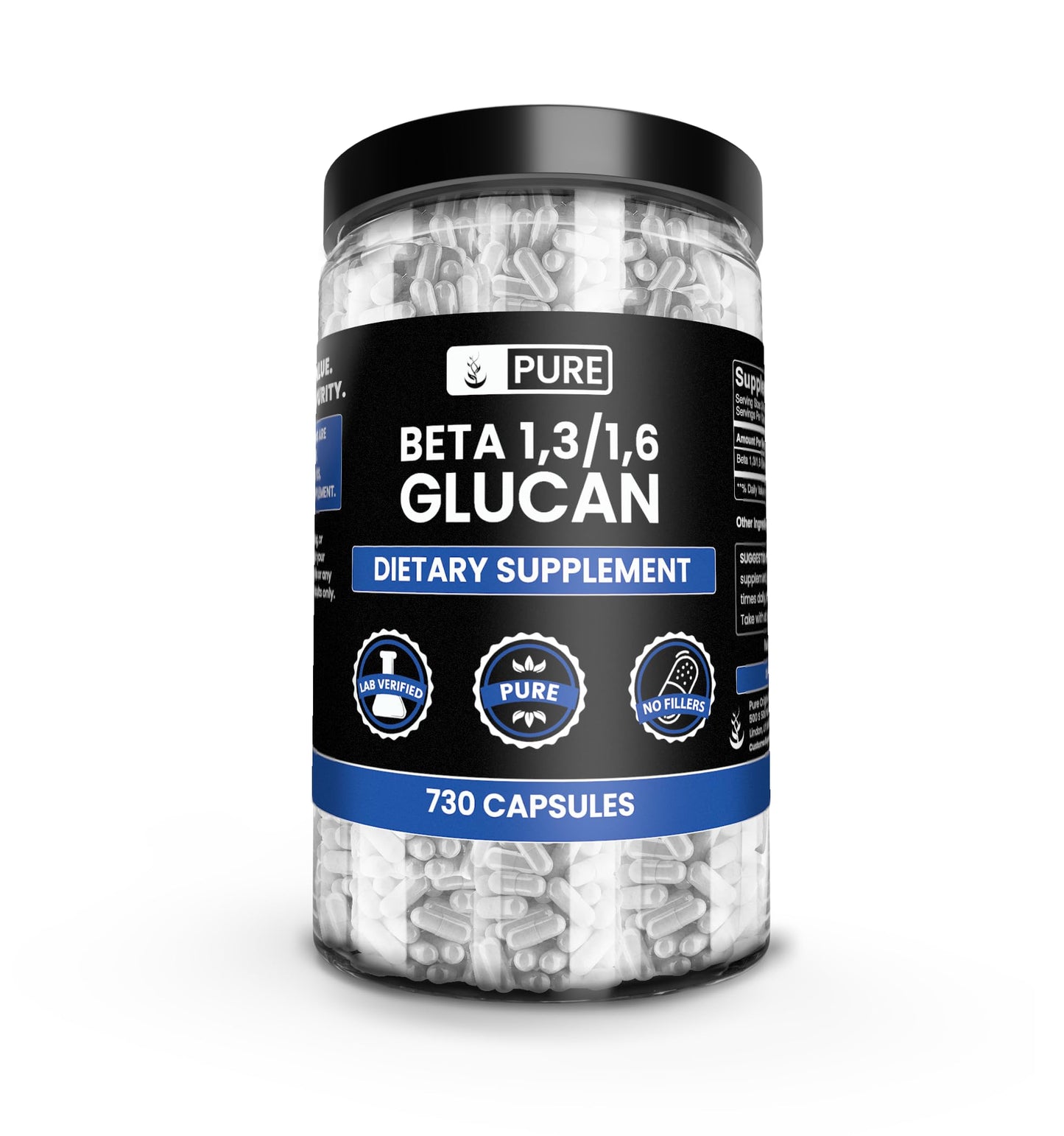 PURE ORIGINAL INGREDIENTS Beta Glucan 1,3/1,6 Capsule, 730 Count