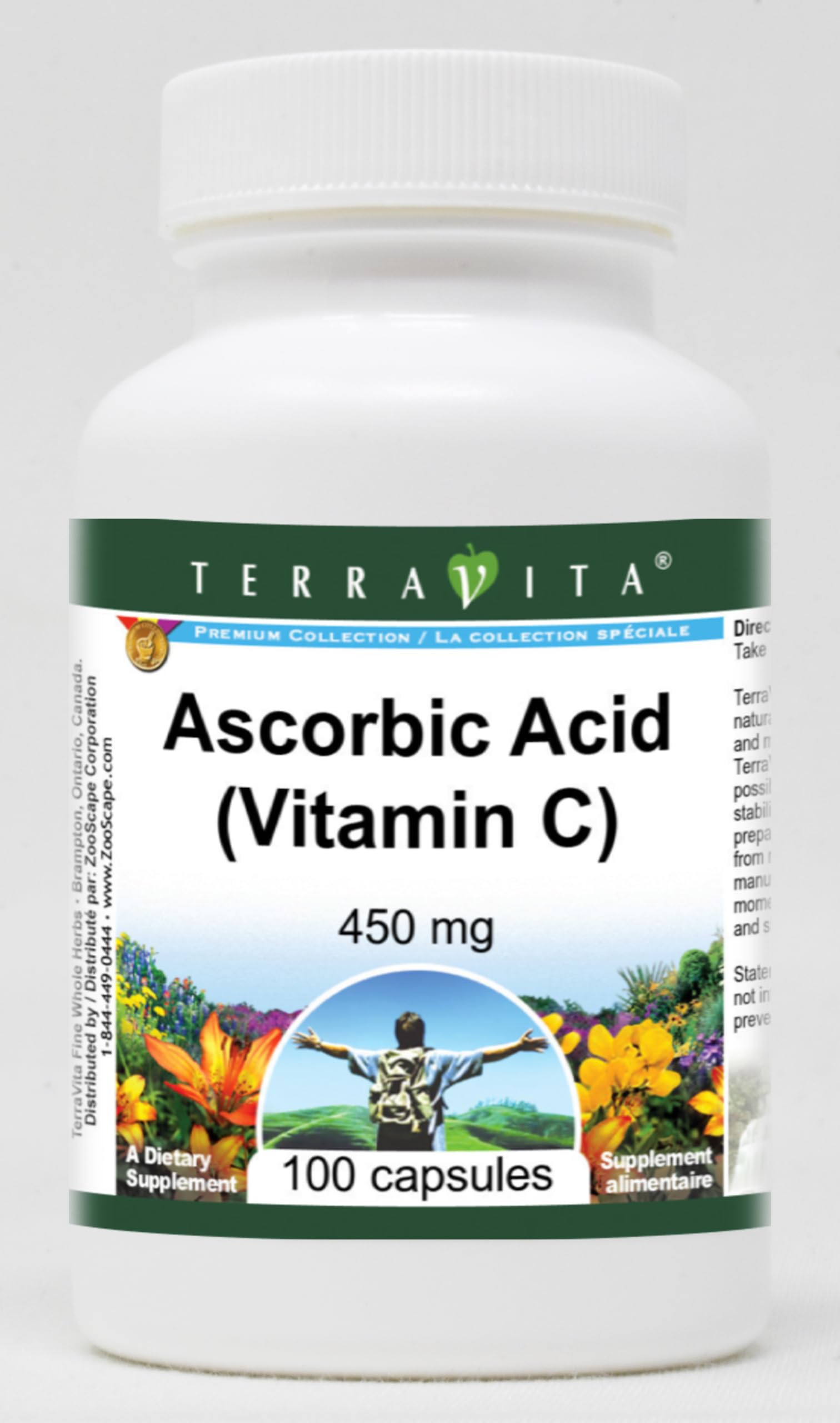 Terravita Ascorbic Acid (Vitamin C) 450 mg Capsules, 300 Capsules