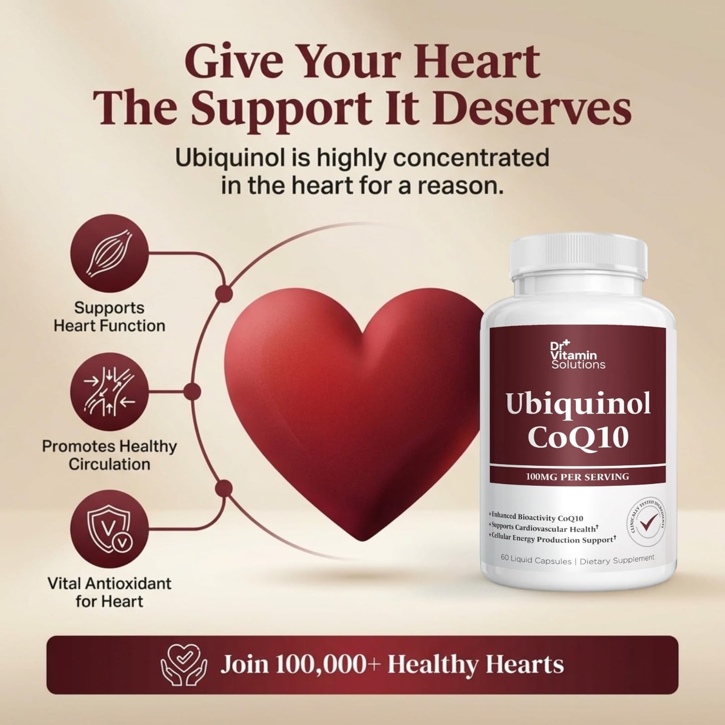 DR VITAMIN SOLUTIONS Kaneka Ubiquinol CoQ10 100mg Softgels 60 Count