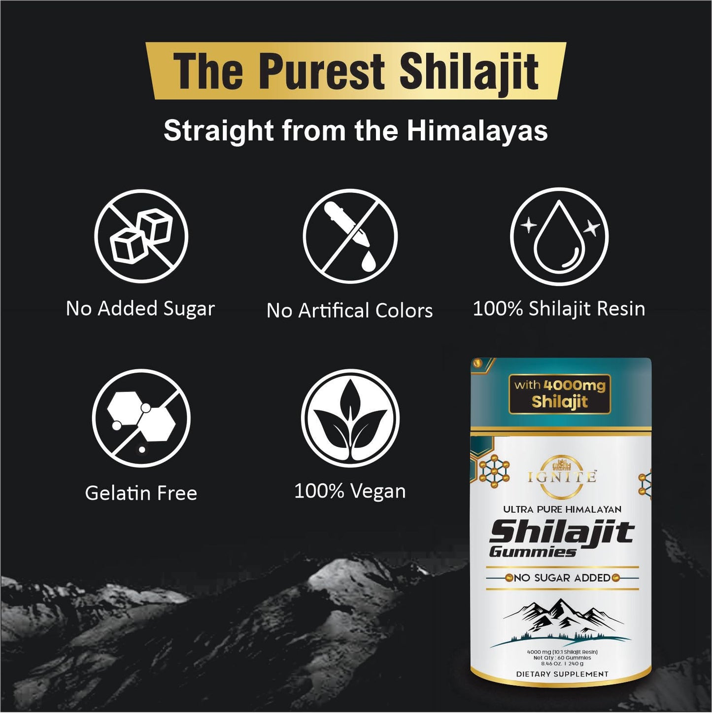 MBDH Wellness Pure Himalayan Shilajit Gummies, 60 Gummies
