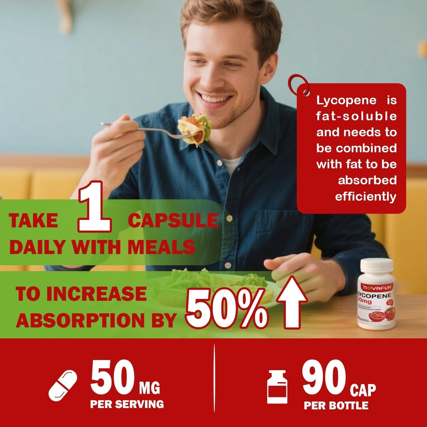 Novafun Lycopene Capsules 50mg, 90 Count