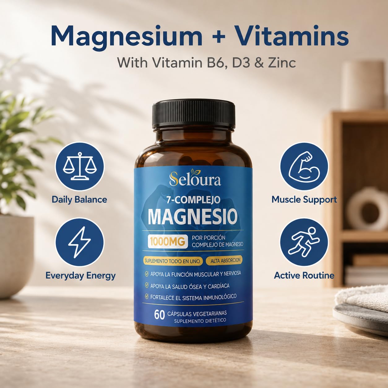 DOK Magnesium 7 Complex for Men Capsules, 60 Count